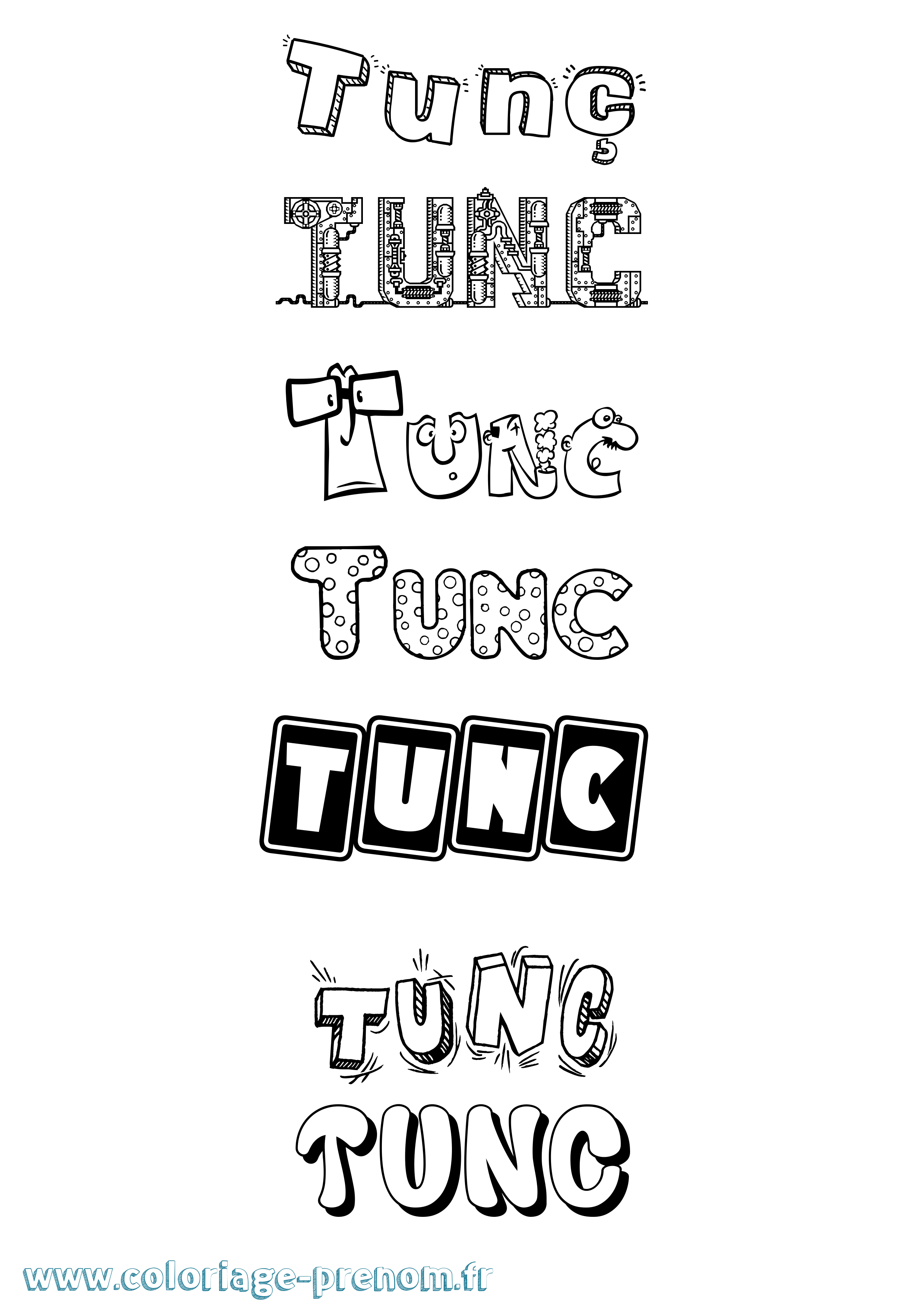 Coloriage Tunç Fun Coloriage prénom Tunç Fun