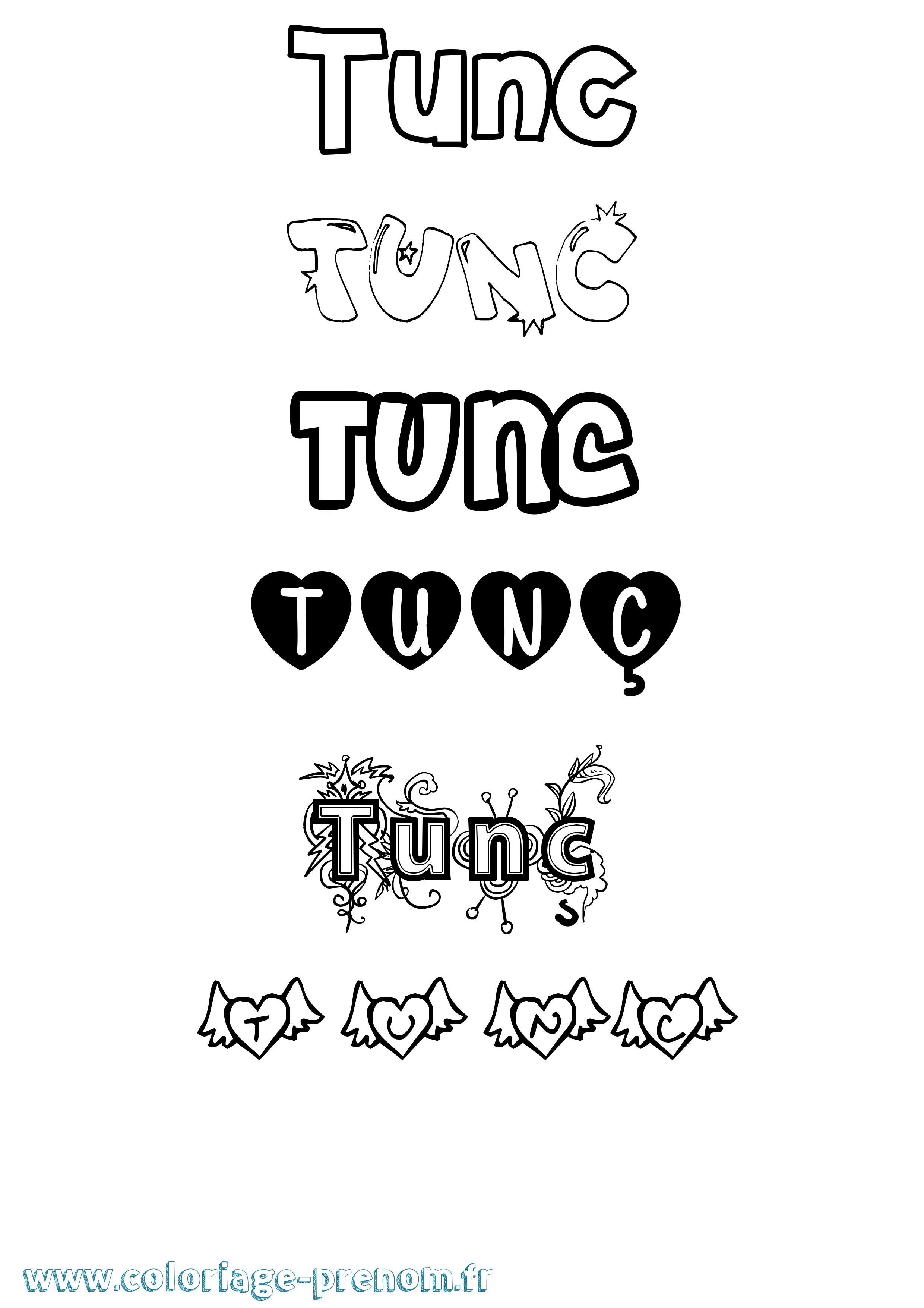 Coloriage Tunç Girly Coloriage prénom Tunç Girly