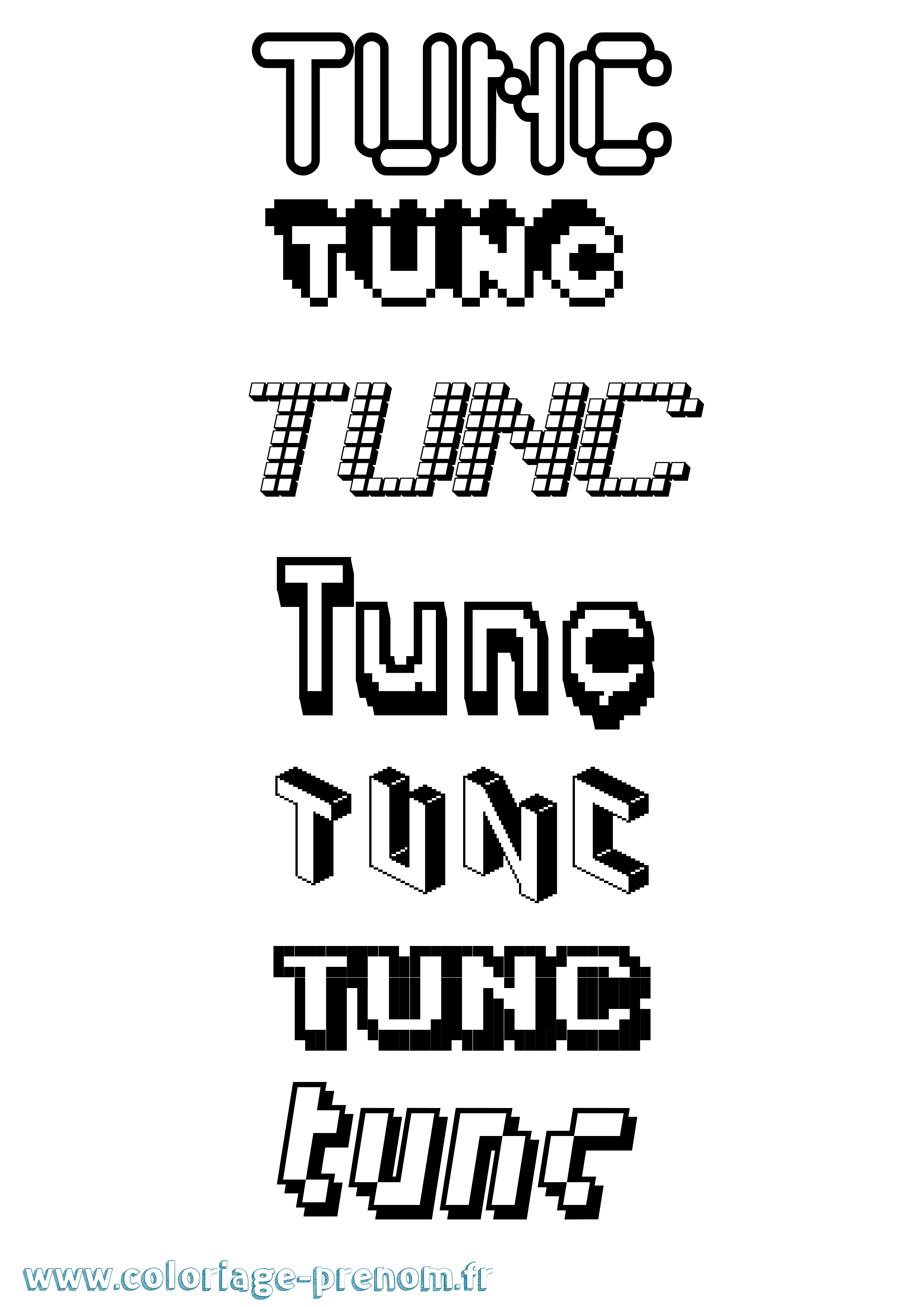 Coloriage Tunç Pixel Coloriage prénom Tunç Pixel