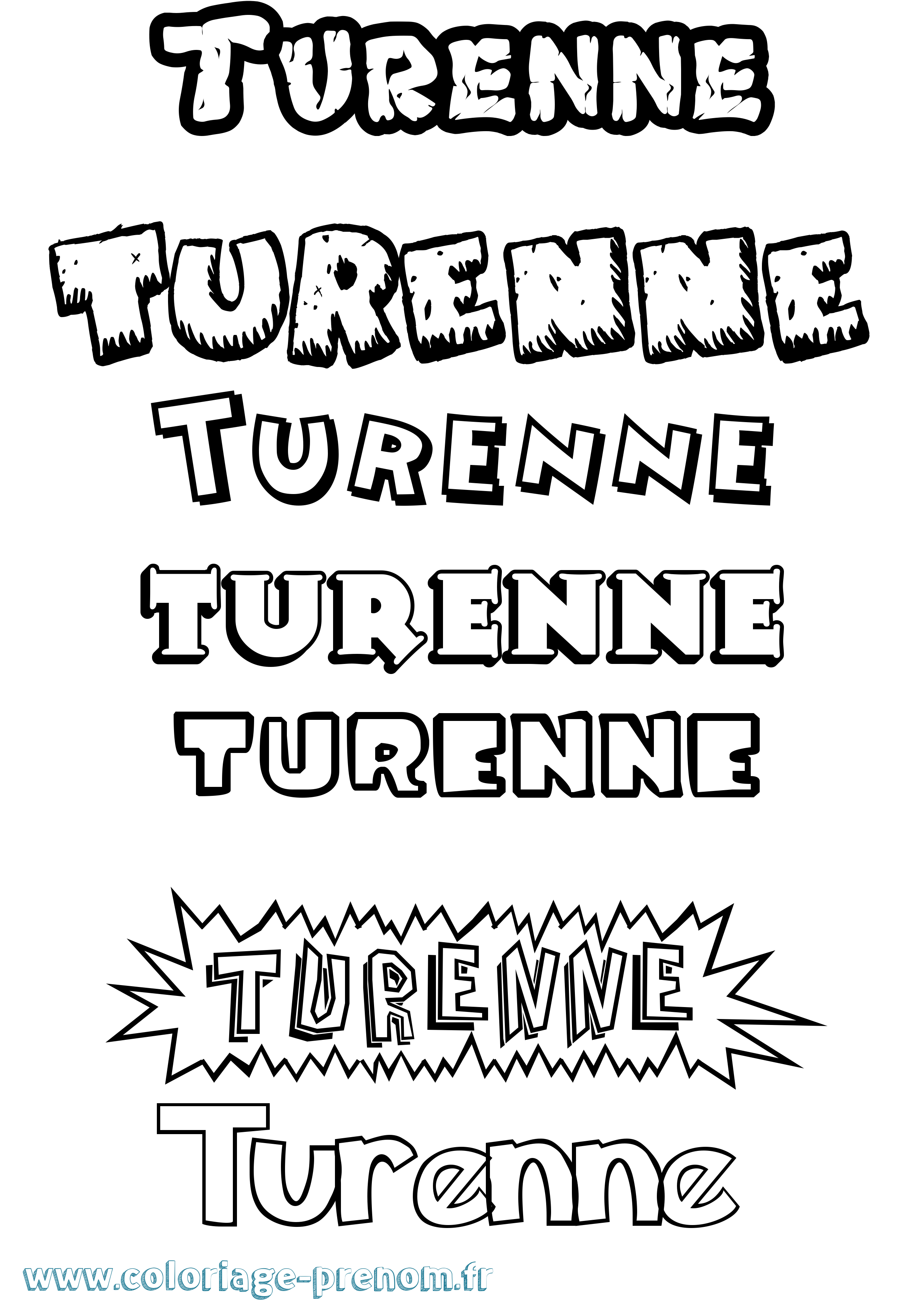 Coloriage Turenne Dessin Animé Coloriage prénom Turenne Dessin Animé