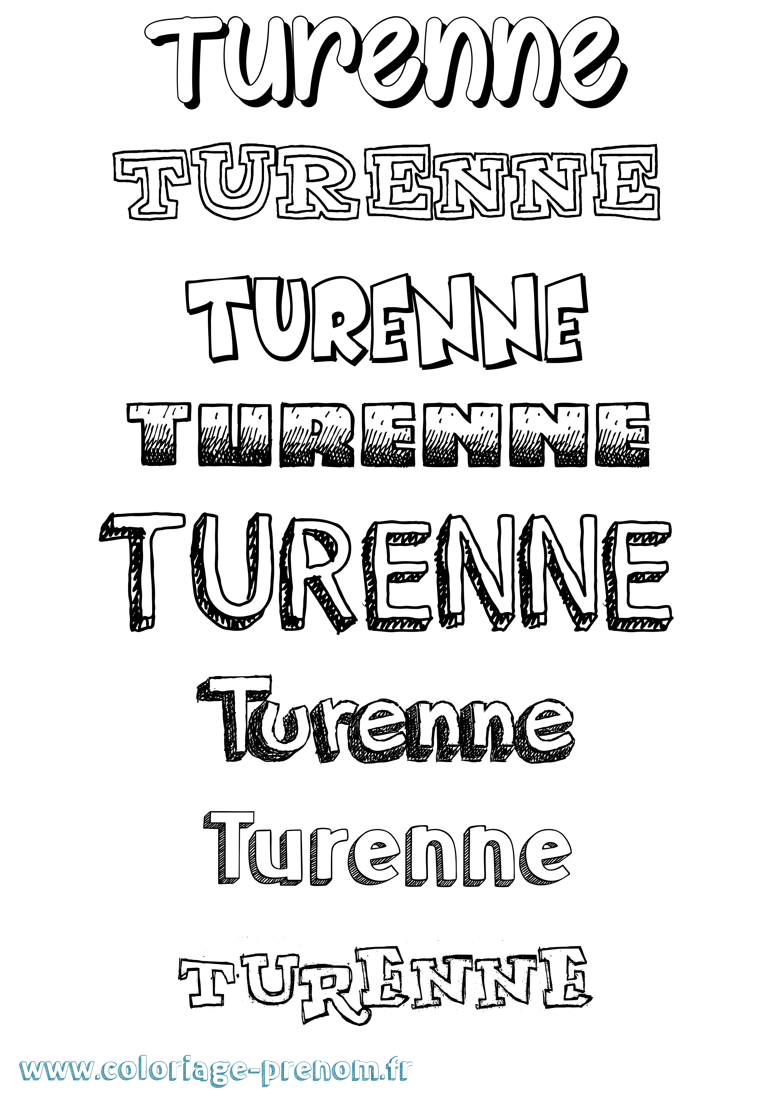 Coloriage Turenne Dessiné Coloriage prénom Turenne Dessiné
