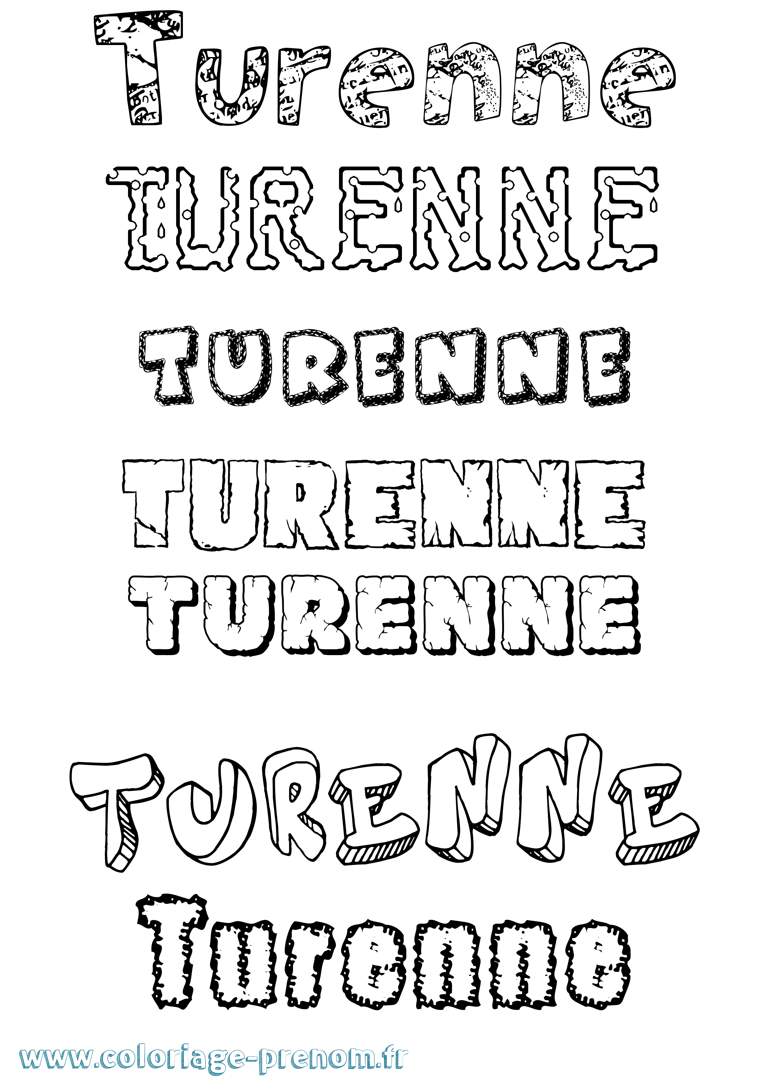 Coloriage Turenne Destructuré Coloriage prénom Turenne Destructuré