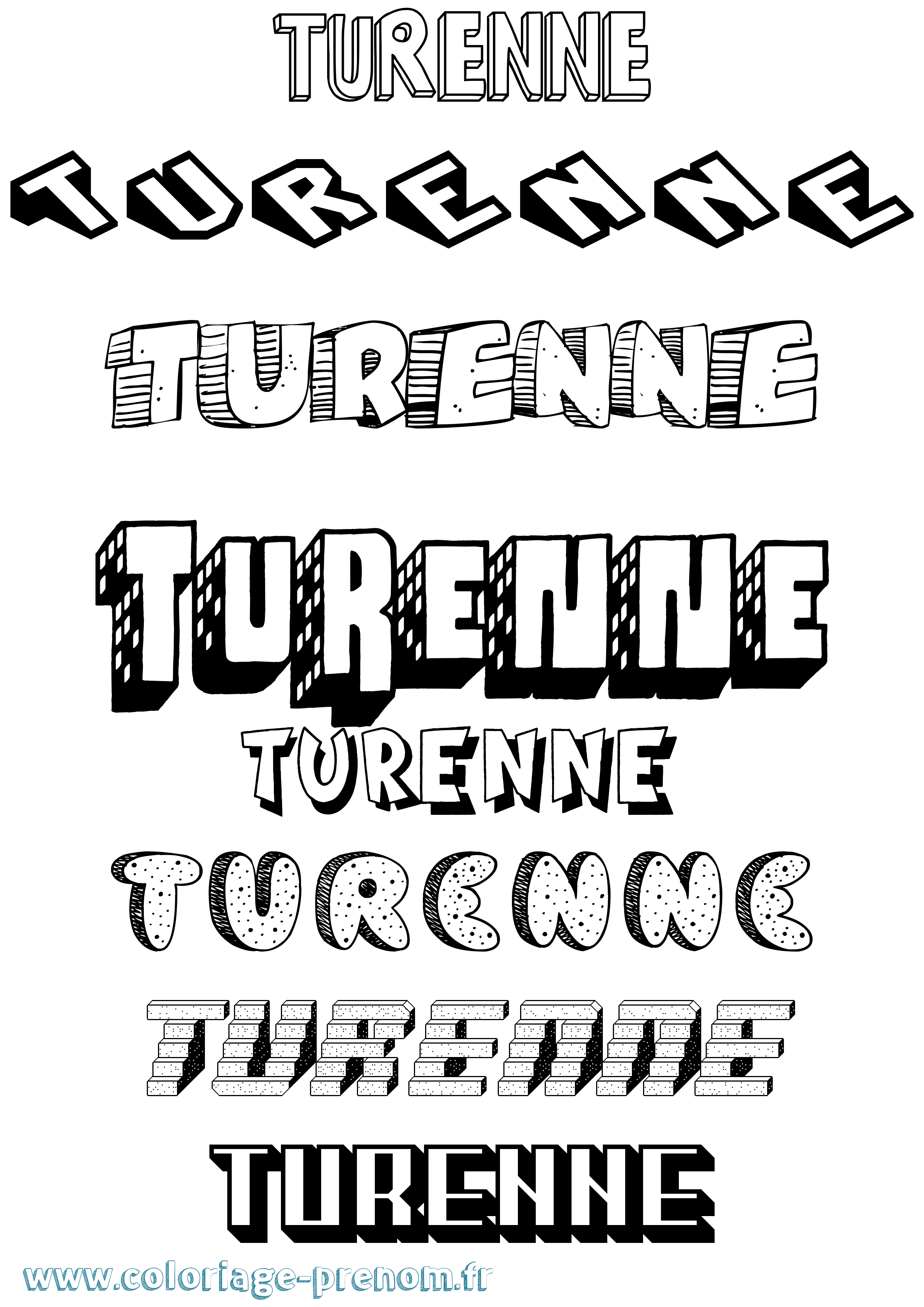 Coloriage Turenne Effet 3D Coloriage prénom Turenne Effet 3D