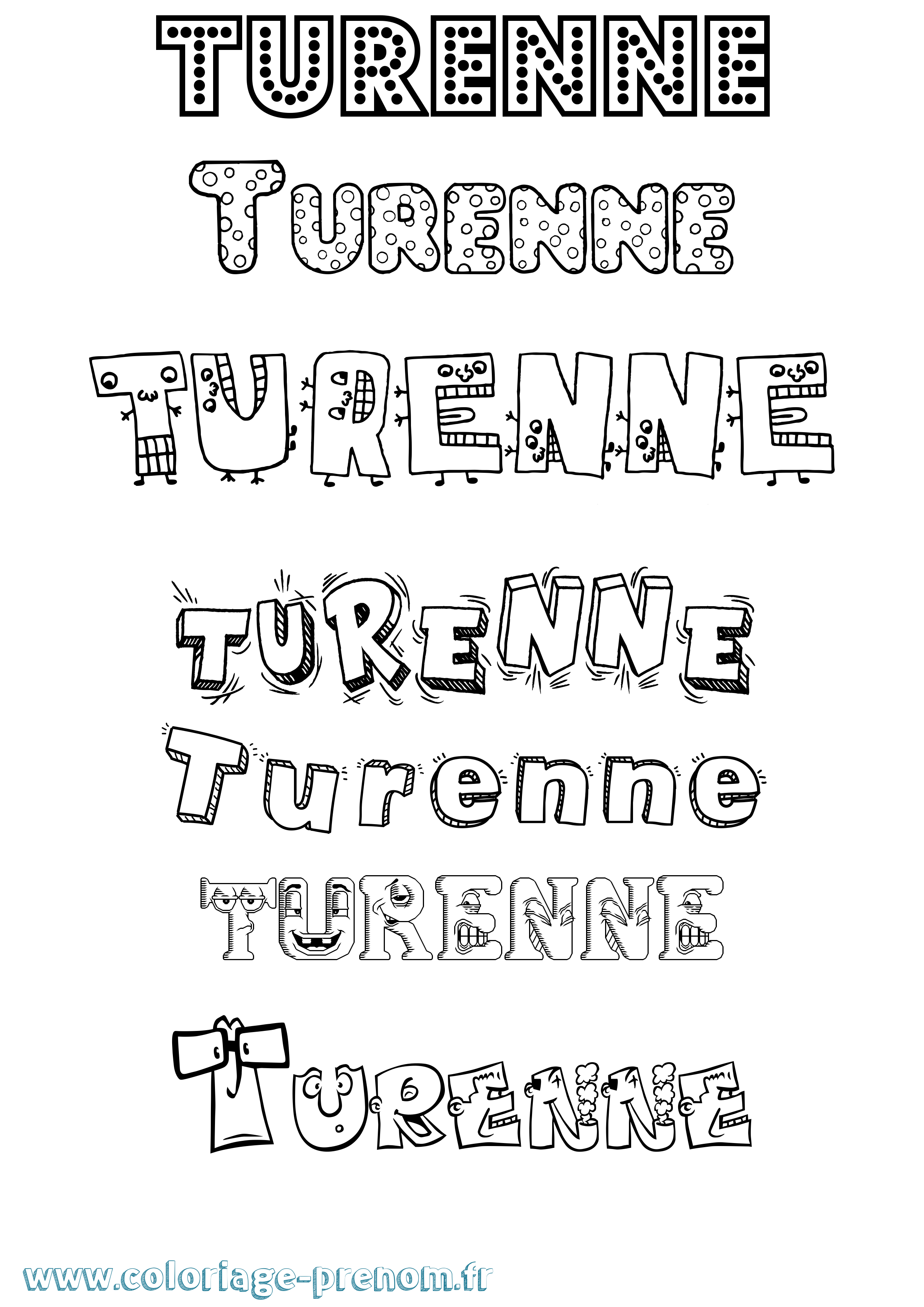 Coloriage Turenne Fun Coloriage prénom Turenne Fun