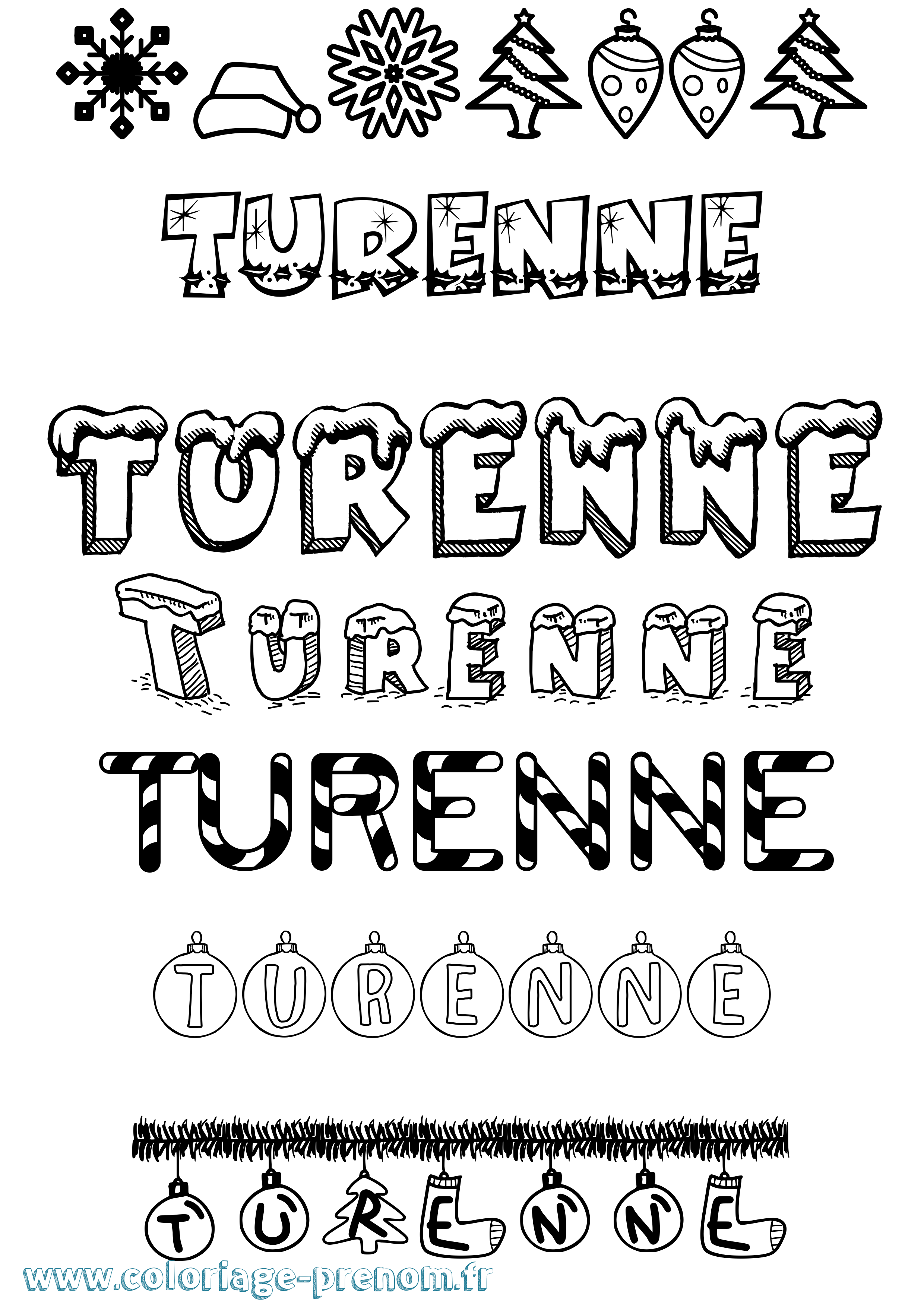 Coloriage Turenne Noël Coloriage prénom Turenne Noël