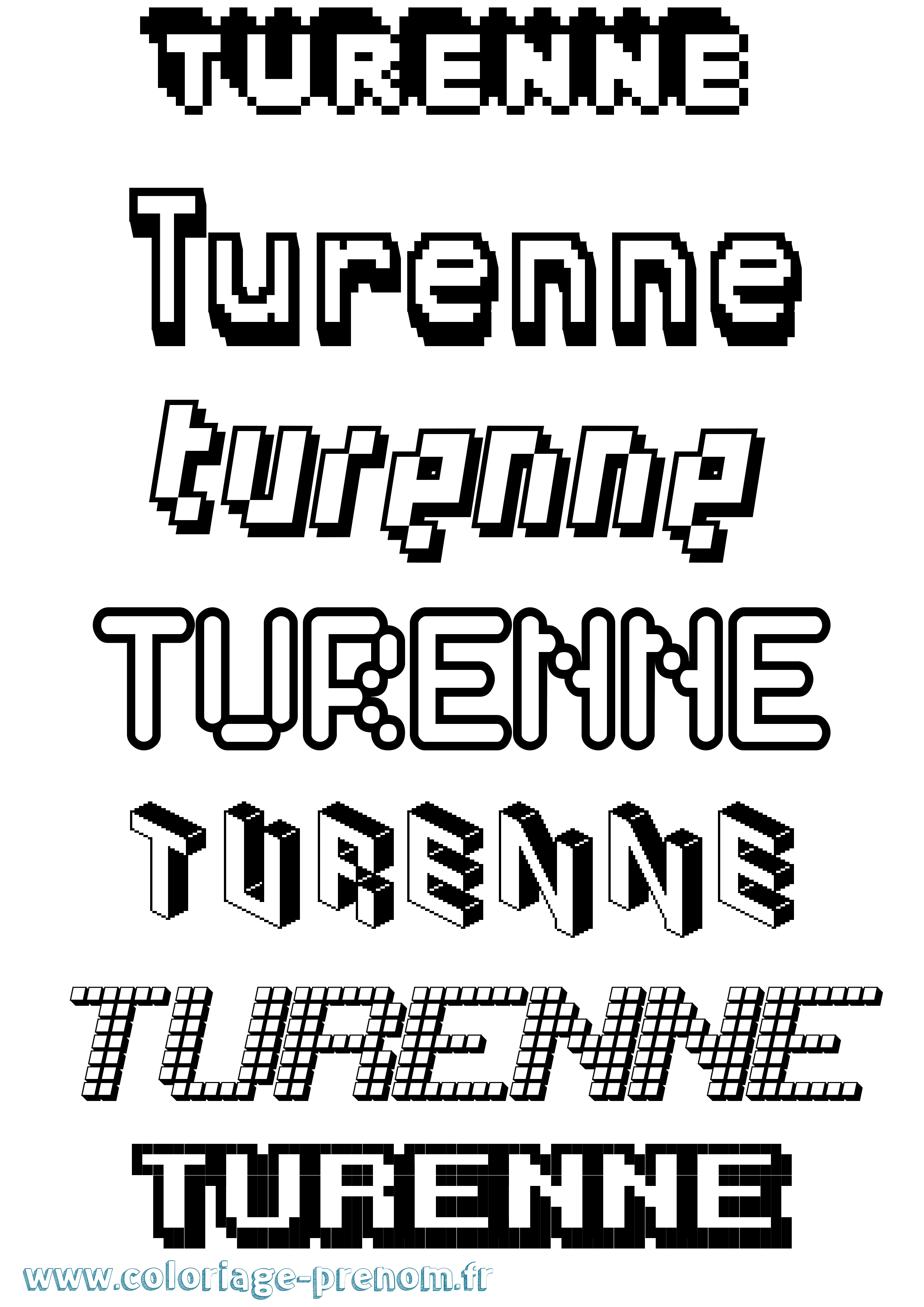 Coloriage Turenne Pixel Coloriage prénom Turenne Pixel