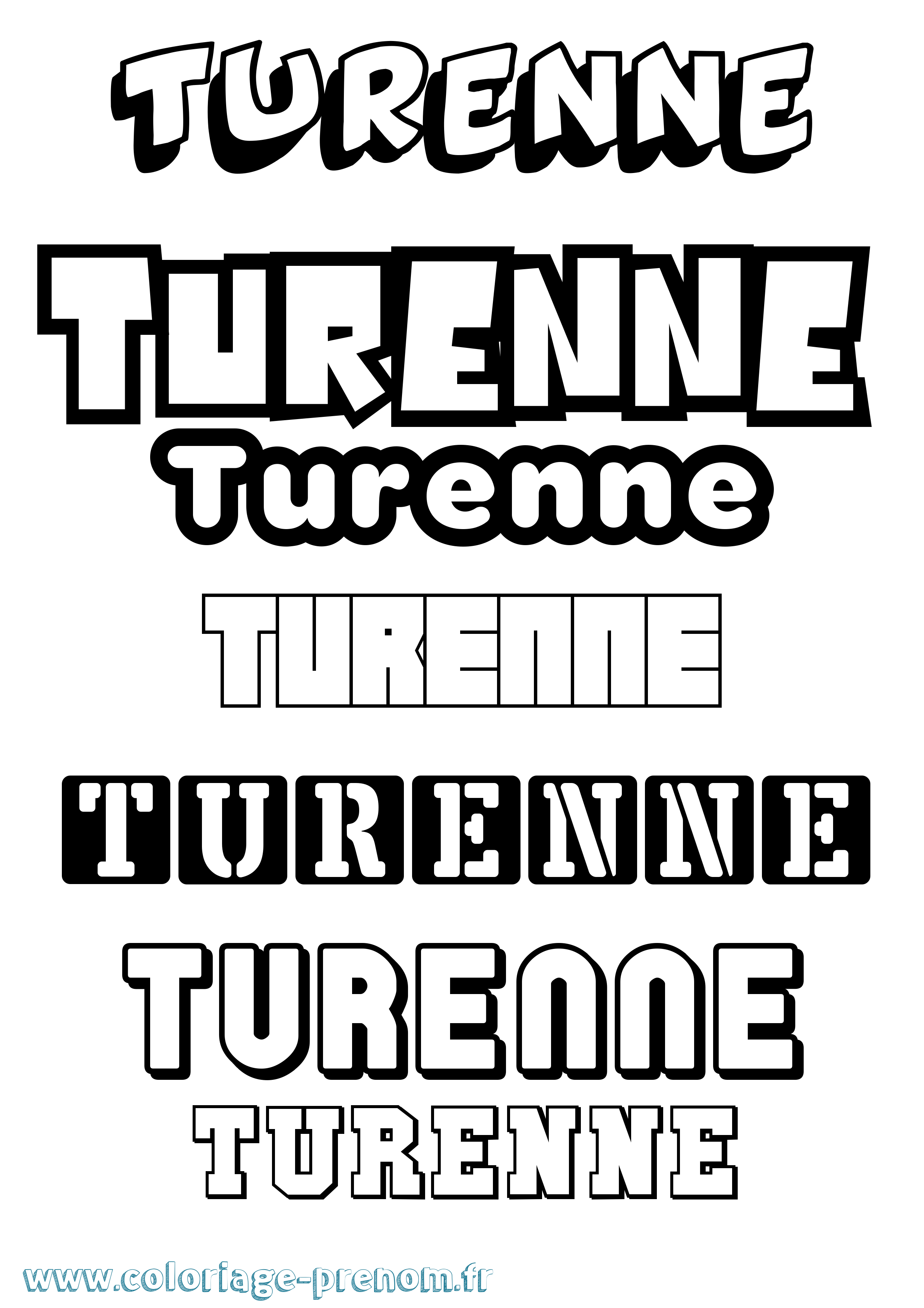 Coloriage Turenne Simple Coloriage prénom Turenne Simple