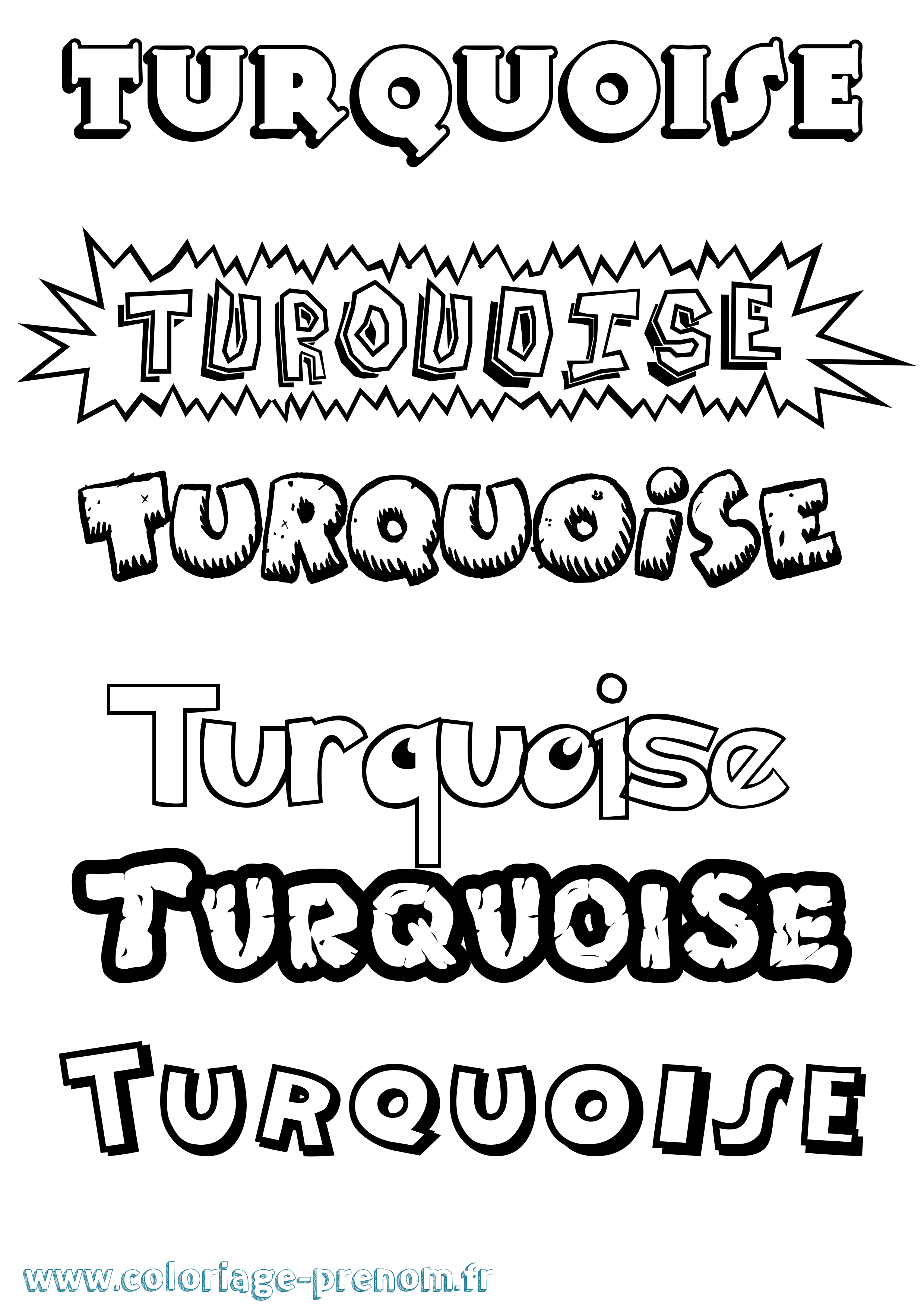 Coloriage Turquoise Dessin Animé Coloriage prénom Turquoise Dessin Animé