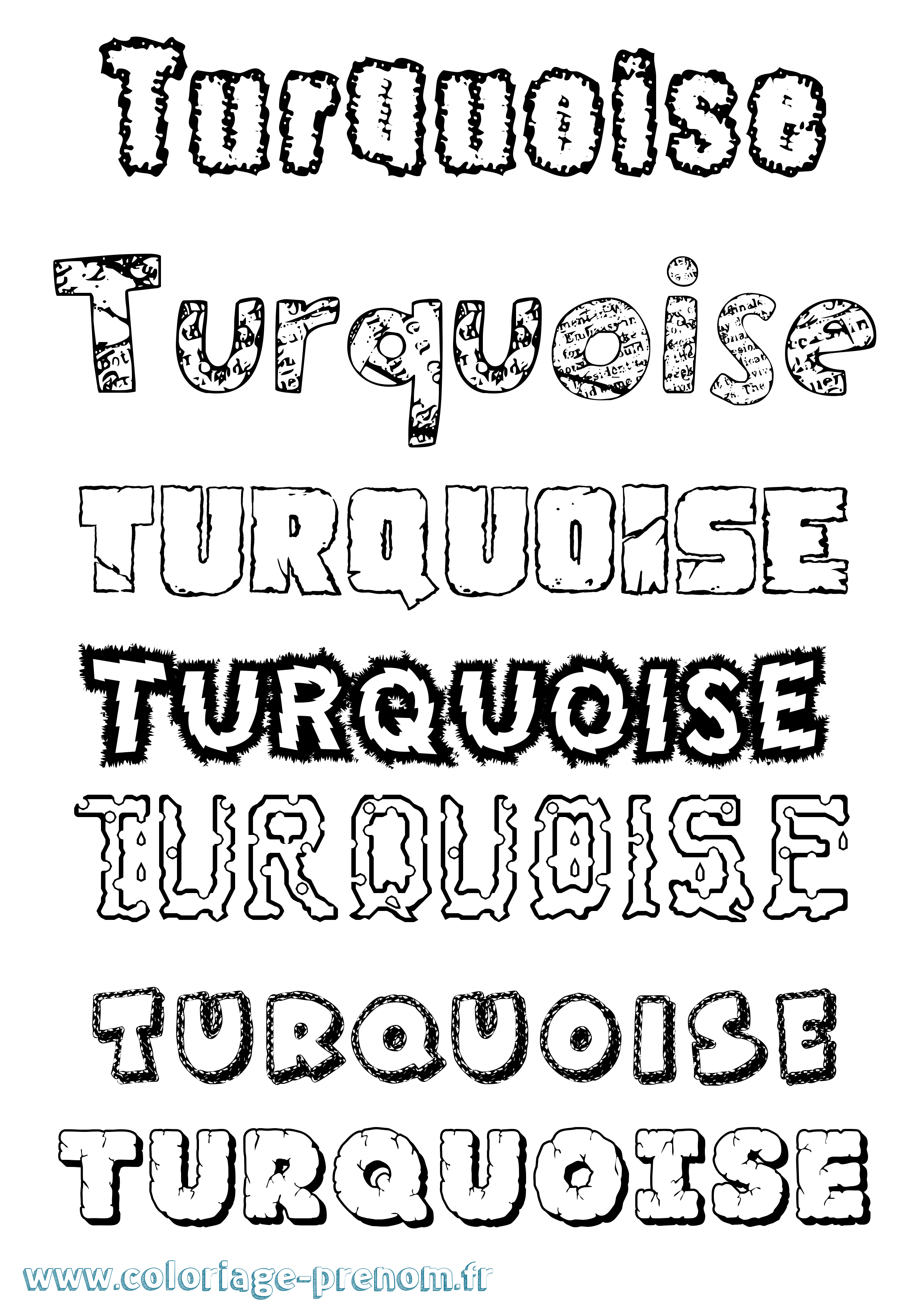 Coloriage Turquoise Destructuré Coloriage prénom Turquoise Destructuré