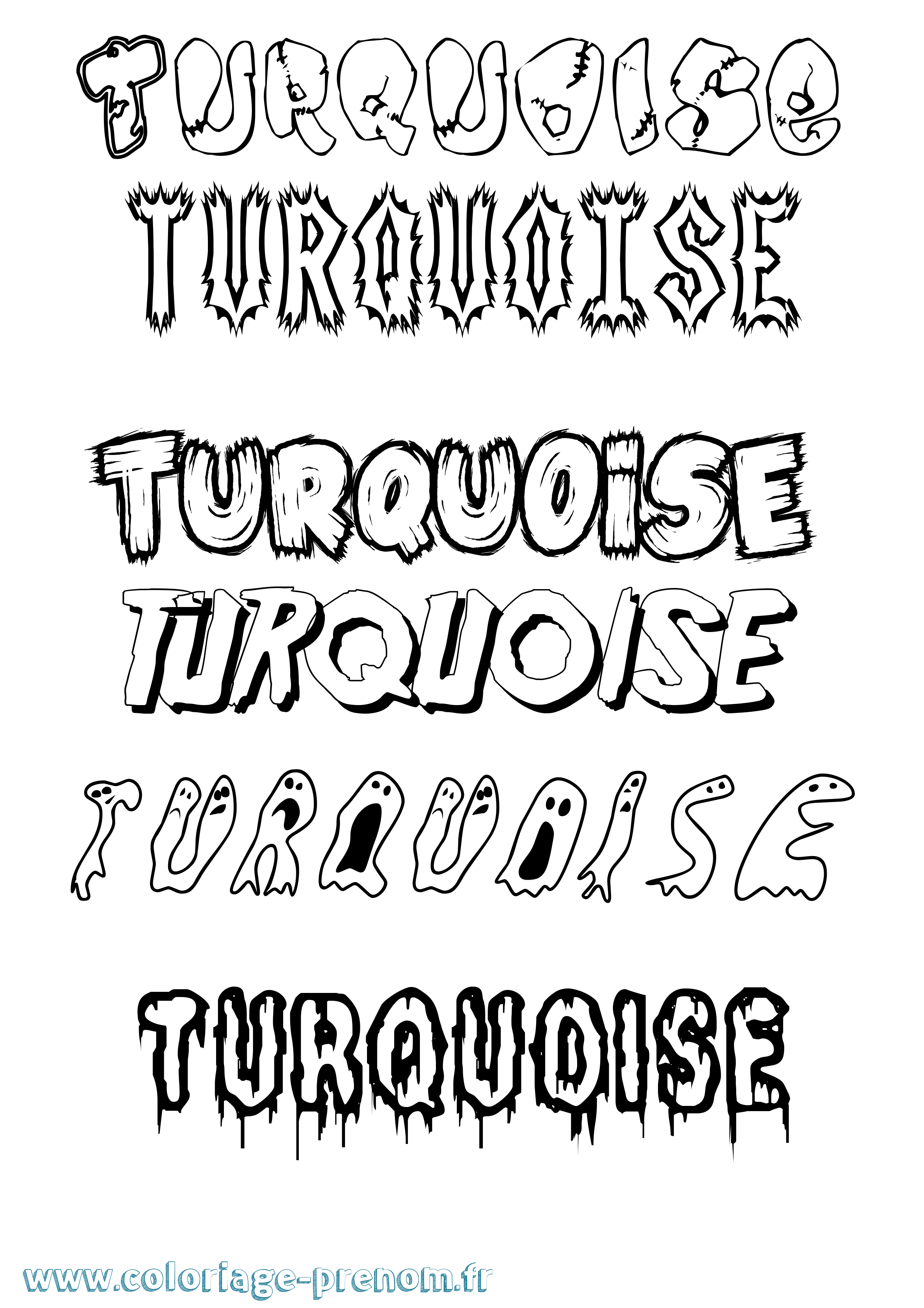 Coloriage Turquoise Frisson Coloriage prénom Turquoise Frisson