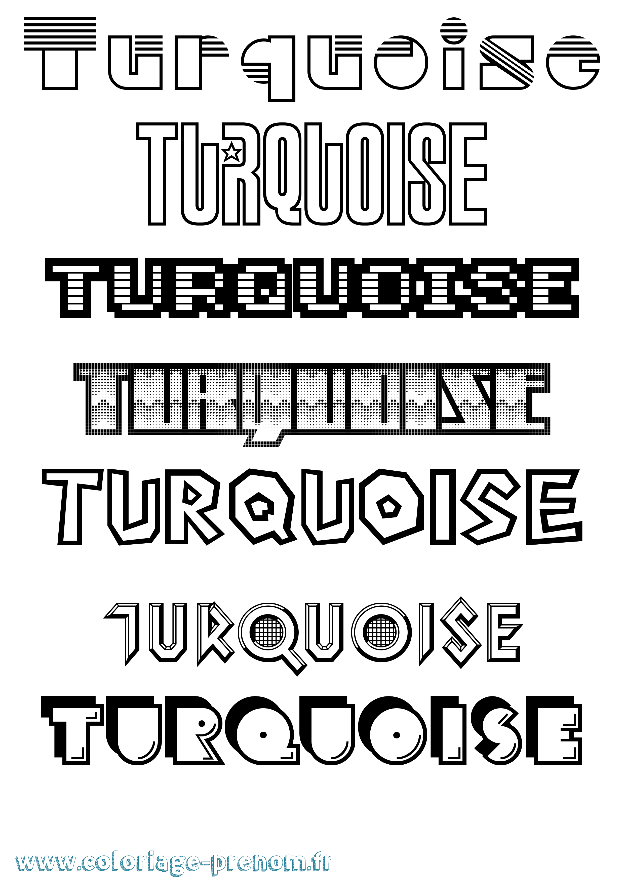 Coloriage Turquoise Jeux Vidéos Coloriage prénom Turquoise Jeux Vidéos
