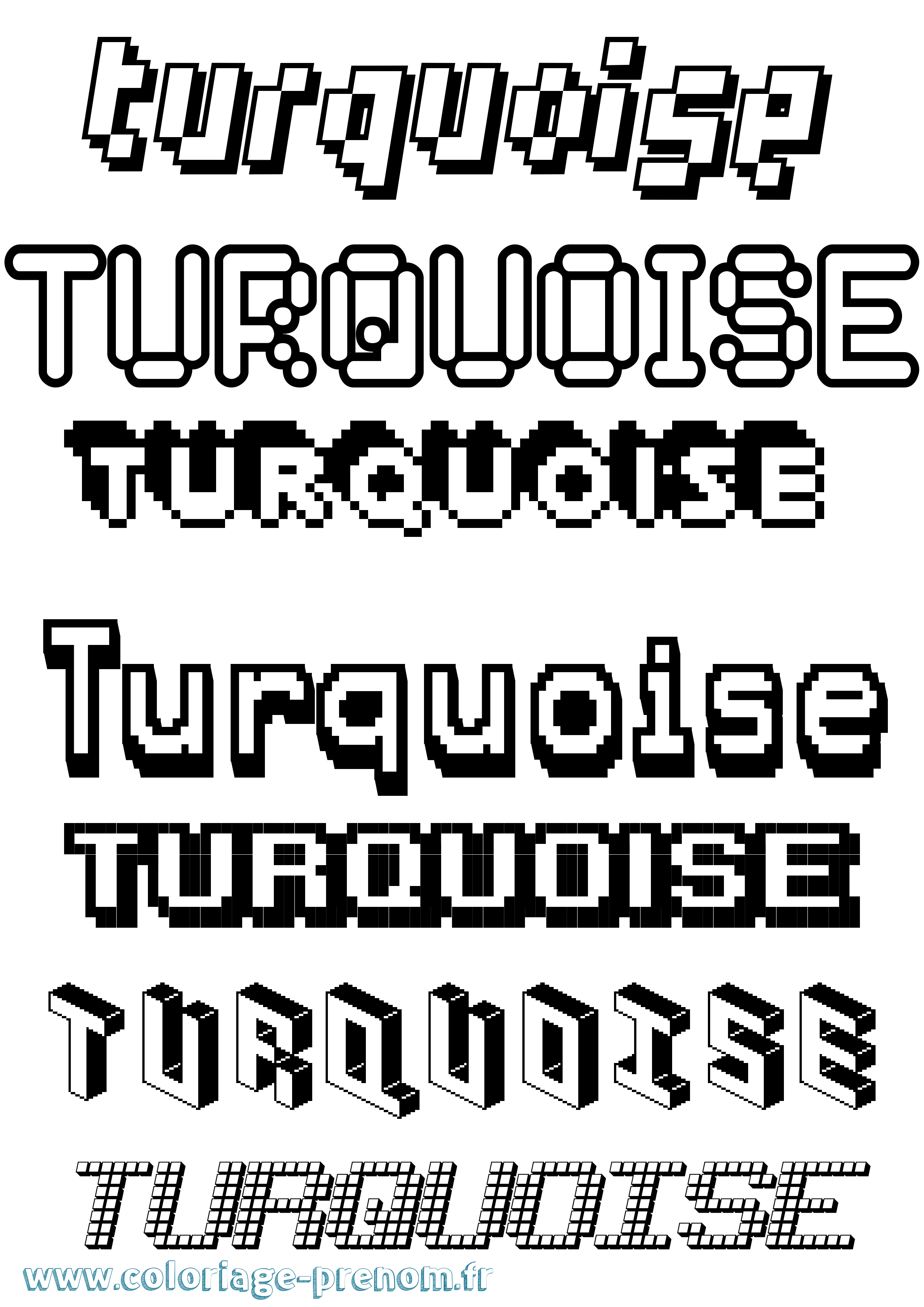 Coloriage Turquoise Pixel Coloriage prénom Turquoise Pixel
