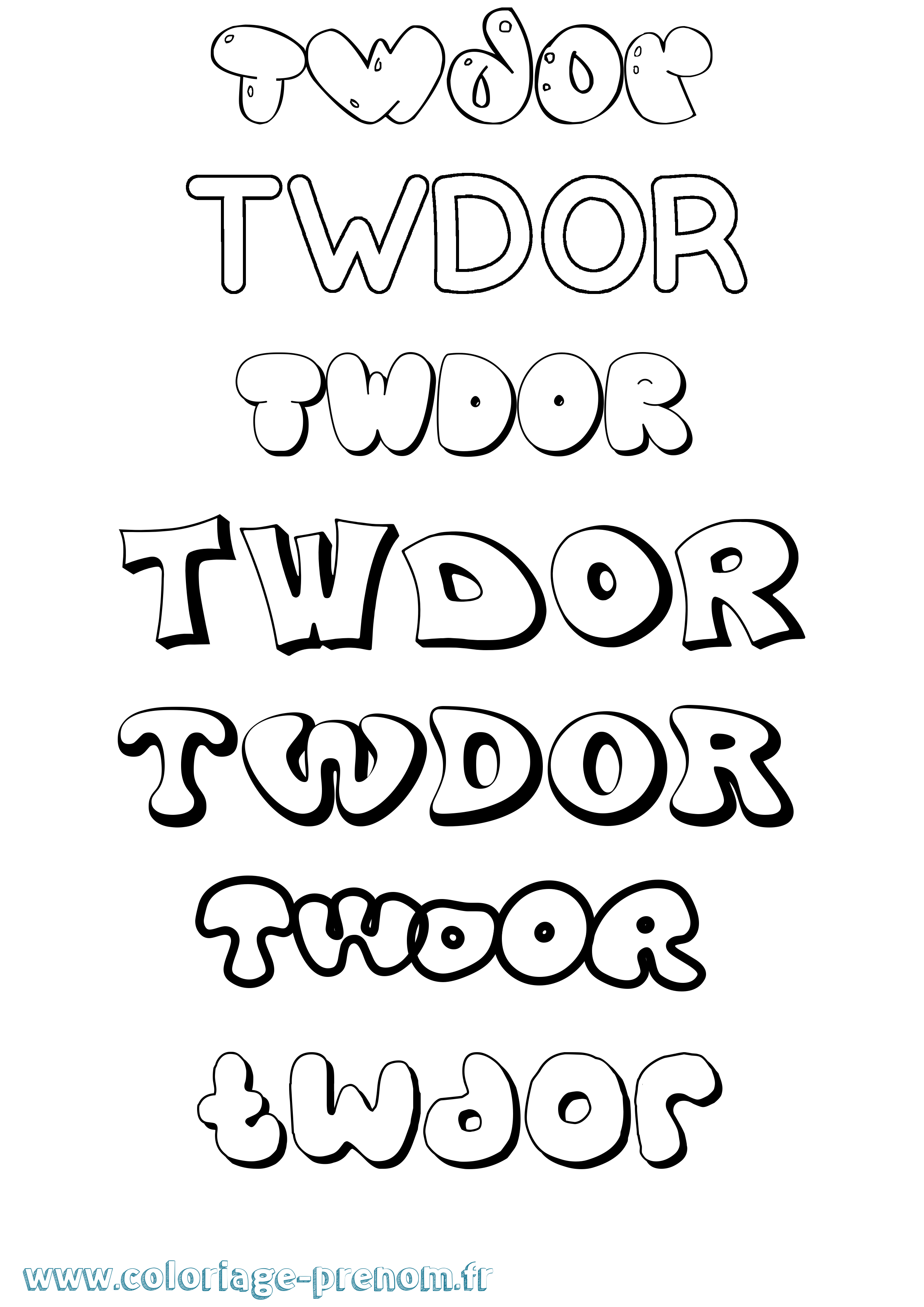 Coloriage Twdor Bubble Coloriage prénom Twdor Bubble