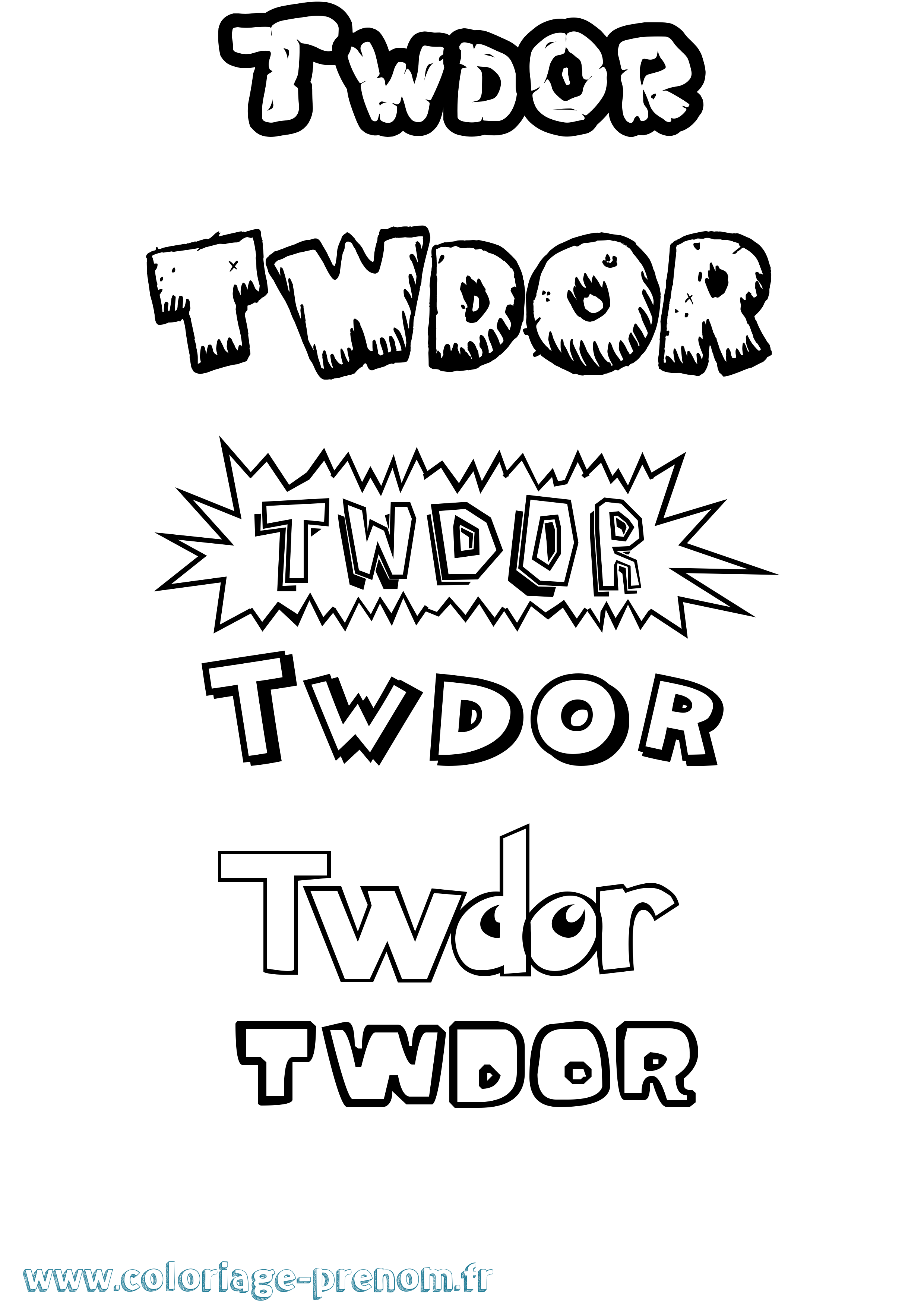 Coloriage Twdor Dessin Animé Coloriage prénom Twdor Dessin Animé