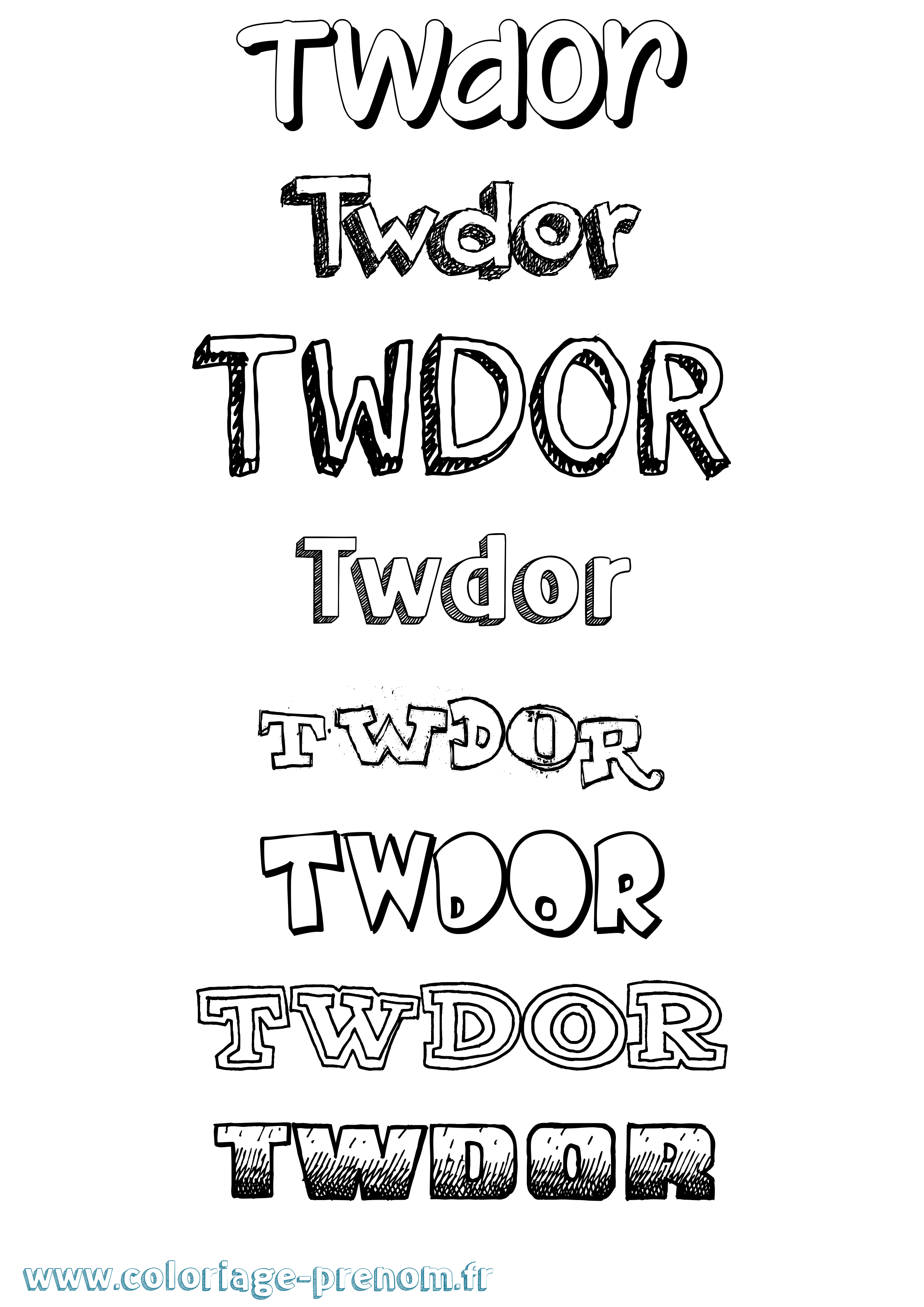 Coloriage Twdor Dessiné Coloriage prénom Twdor Dessiné
