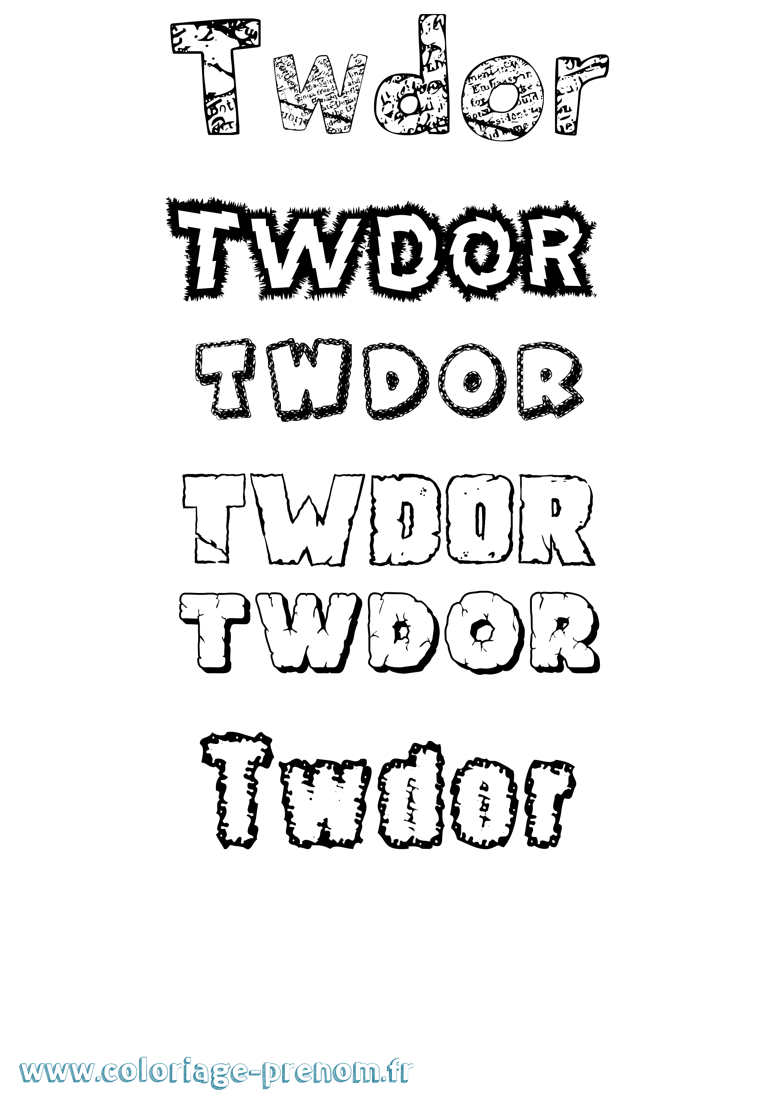 Coloriage Twdor Destructuré Coloriage prénom Twdor Destructuré