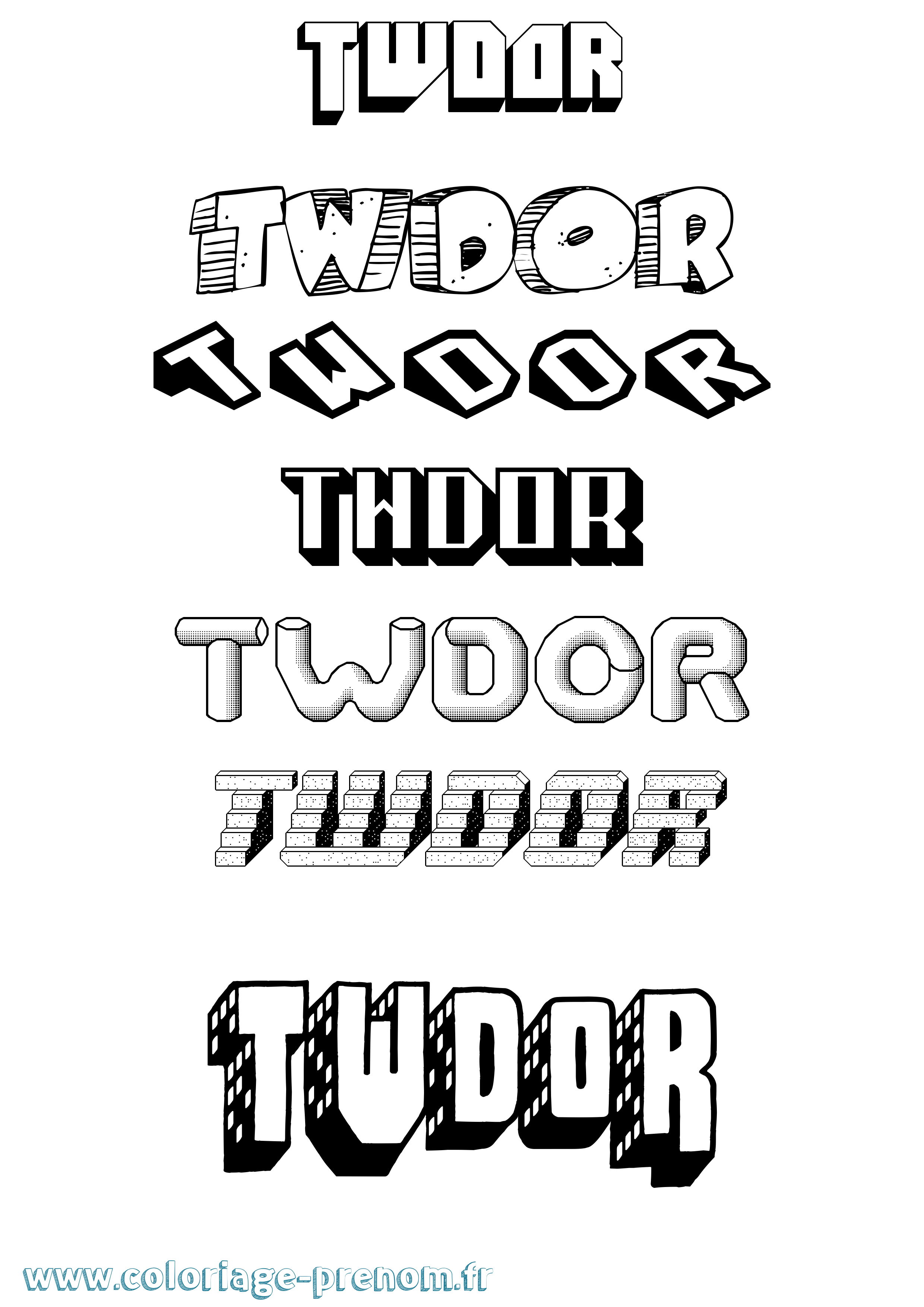 Coloriage Twdor Effet 3D Coloriage prénom Twdor Effet 3D