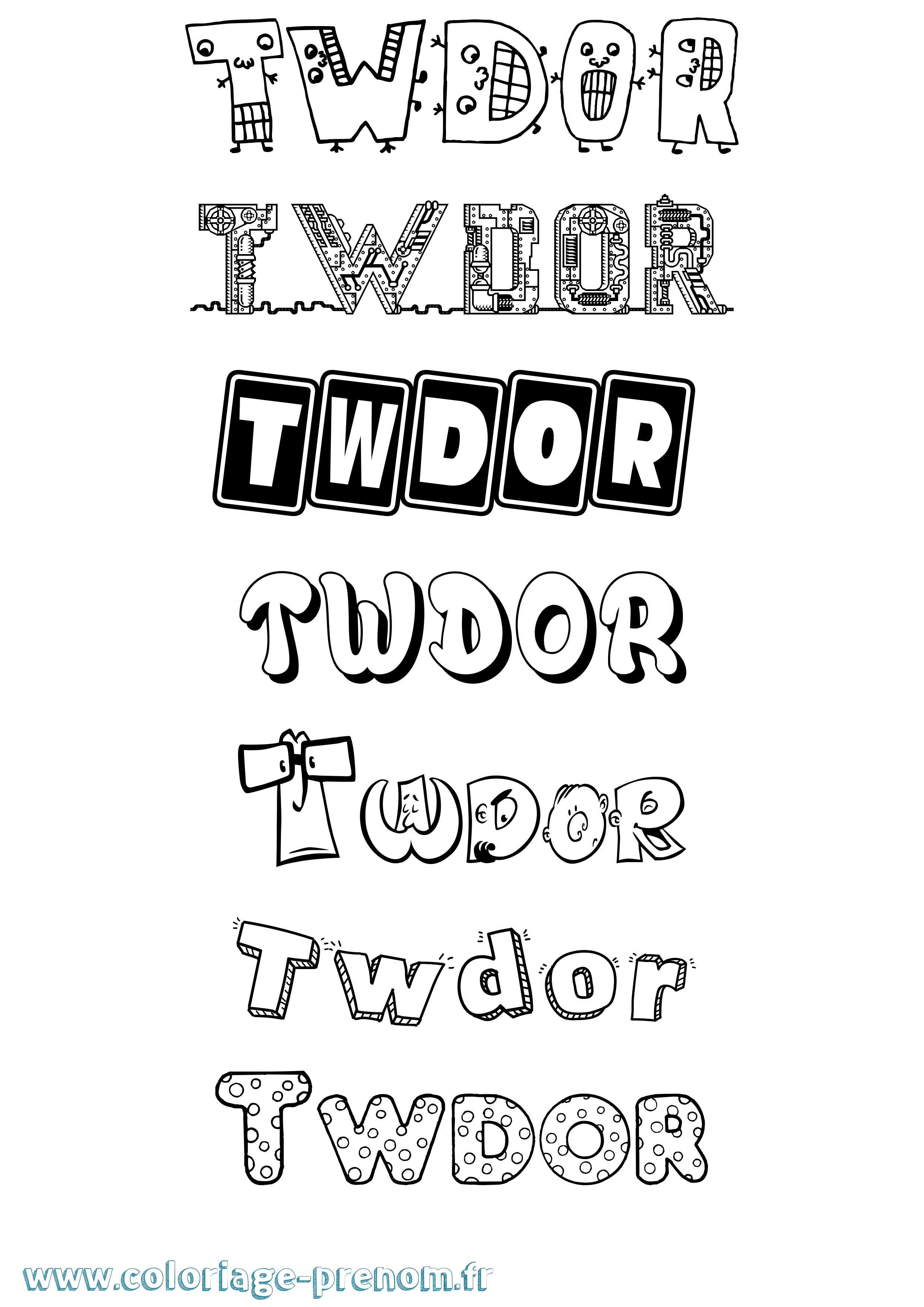 Coloriage Twdor Fun Coloriage prénom Twdor Fun