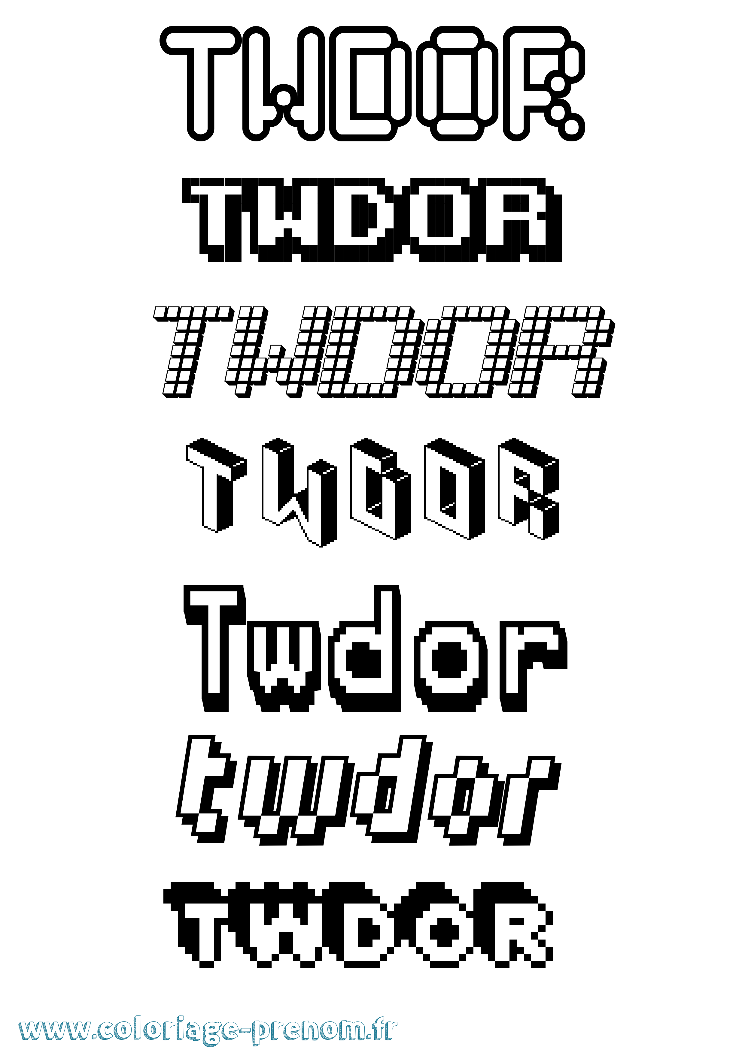 Coloriage Twdor Pixel Coloriage prénom Twdor Pixel