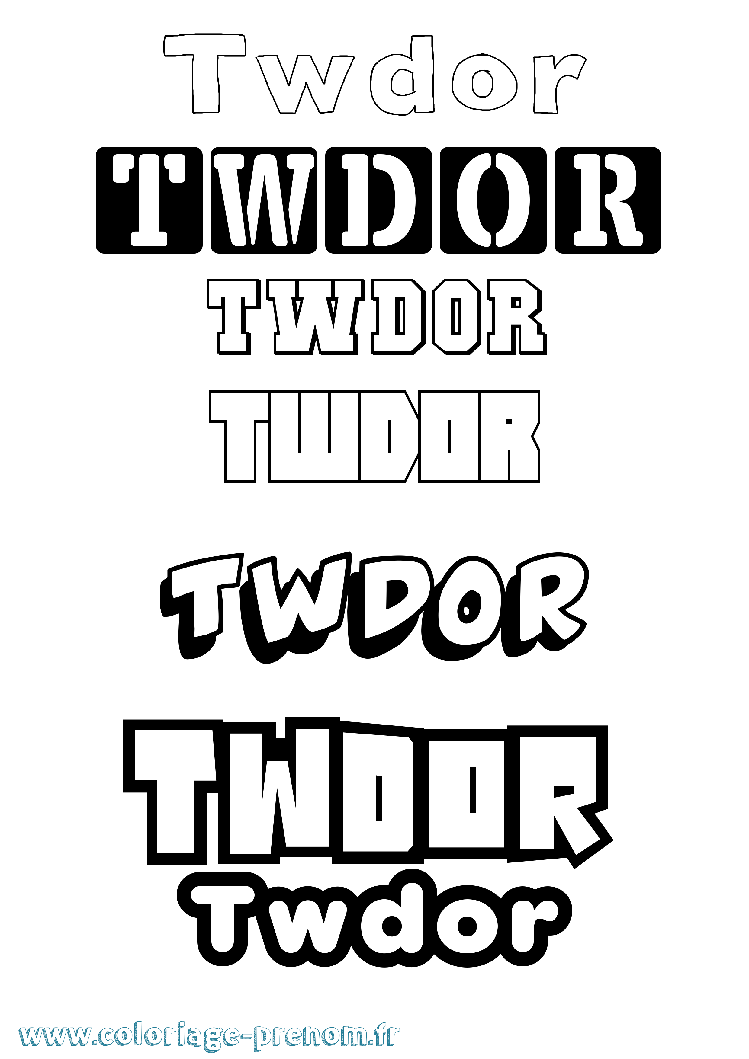 Coloriage Twdor Simple Coloriage prénom Twdor Simple