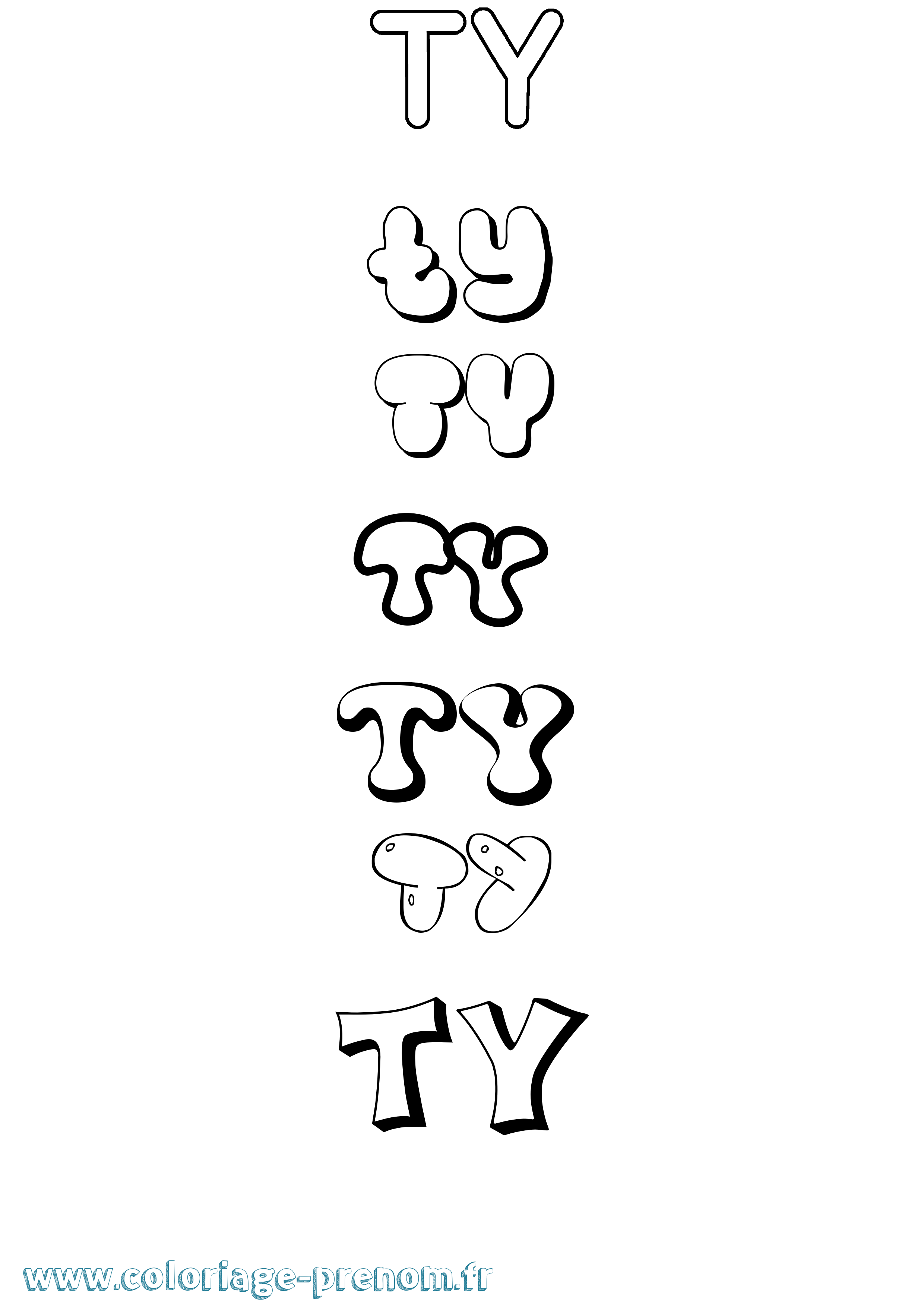 Coloriage Ty Bubble Coloriage prénom Ty Bubble