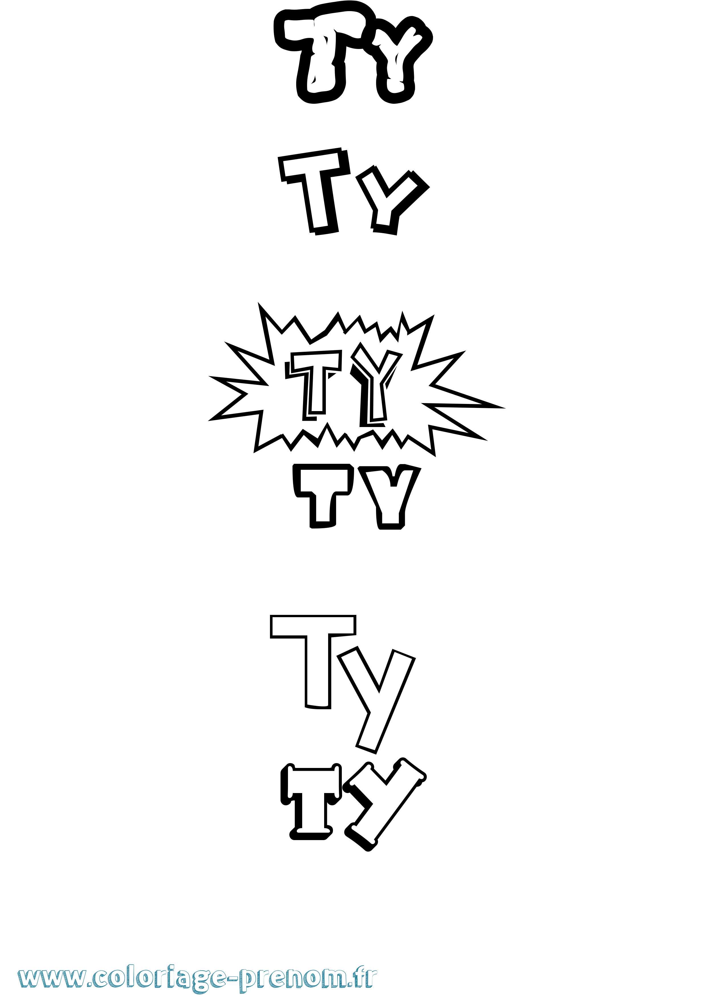 Coloriage Ty Dessin Animé Coloriage prénom Ty Dessin Animé