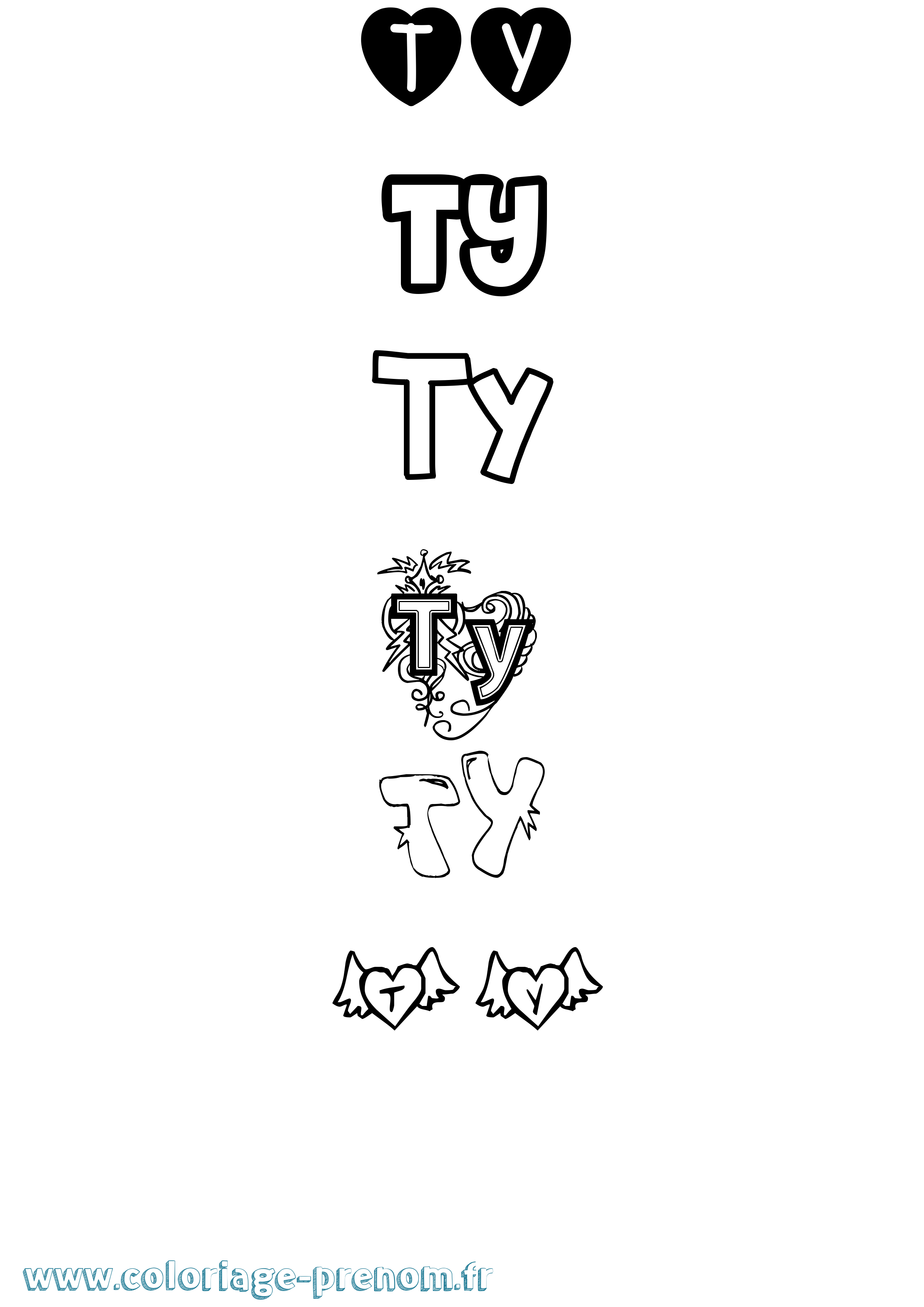 Coloriage Ty Girly Coloriage prénom Ty Girly