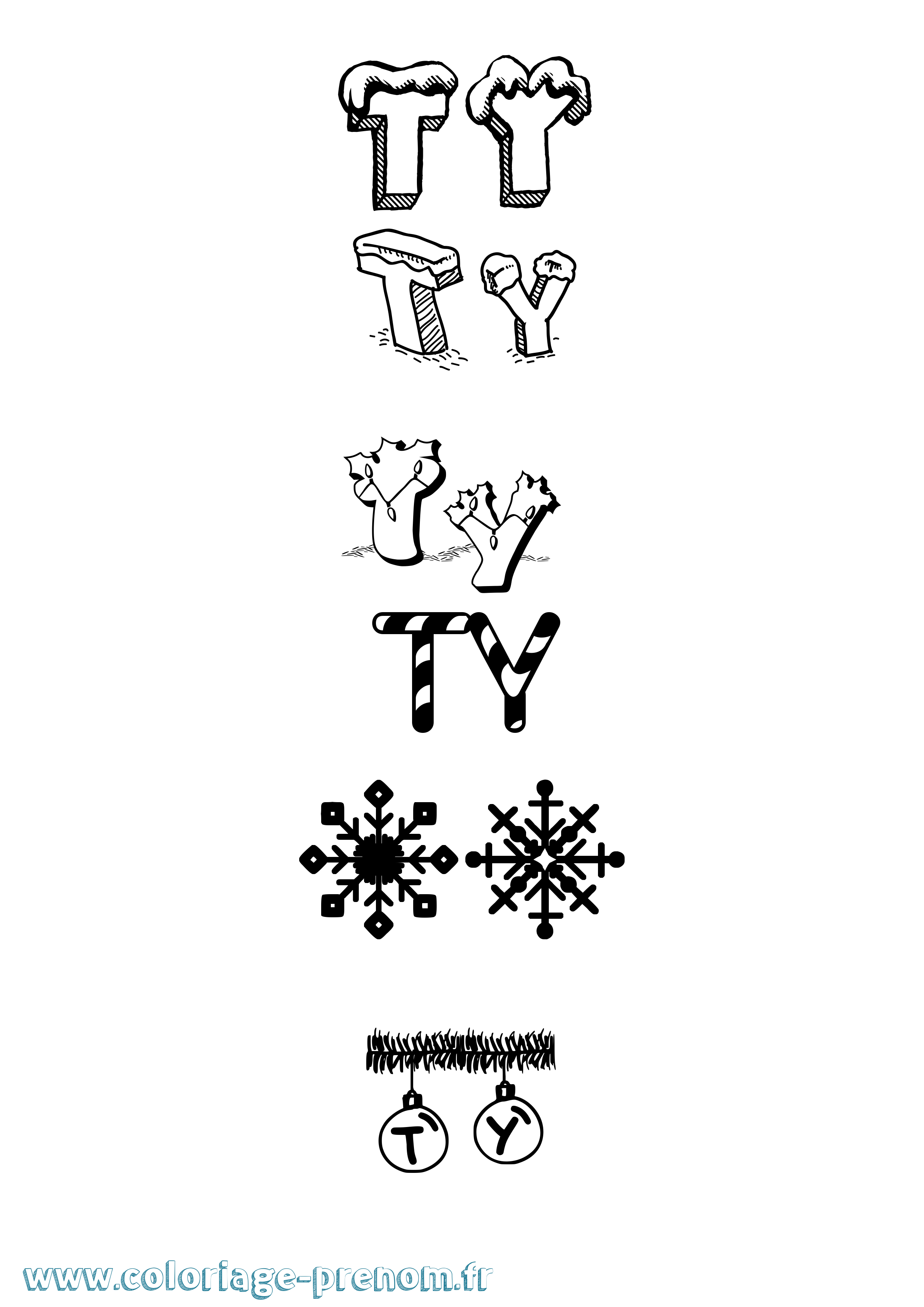 Coloriage Ty Noël Coloriage prénom Ty Noël