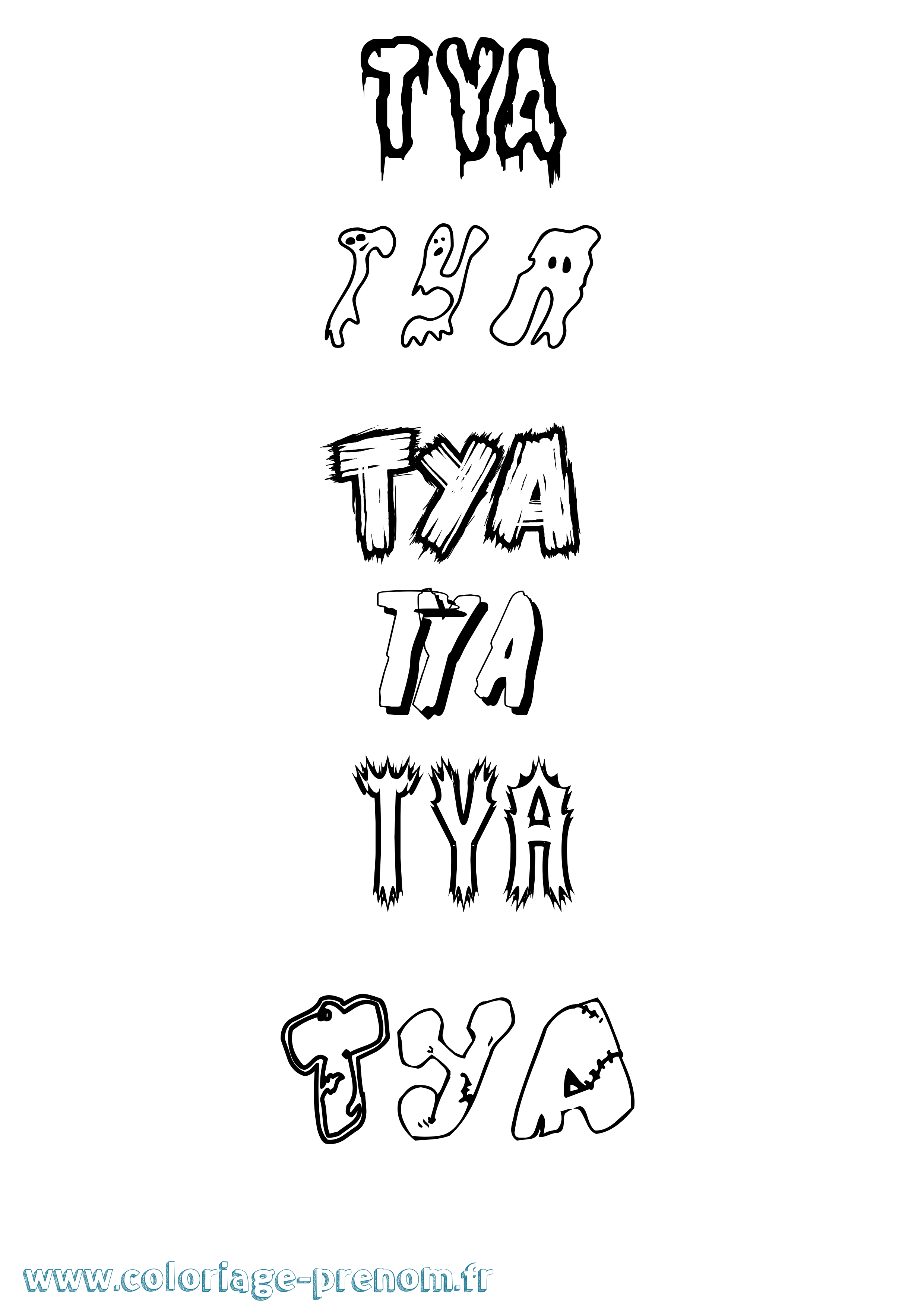 Coloriage Tya Frisson Coloriage prénom Tya Frisson