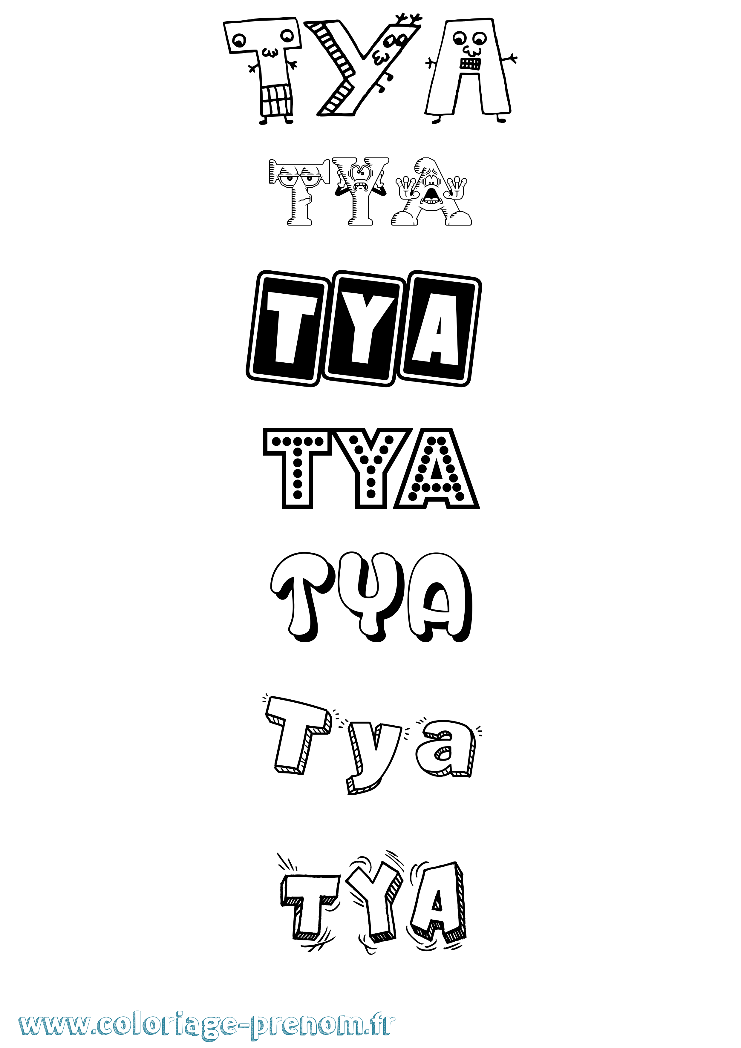 Coloriage Tya Fun Coloriage prénom Tya Fun