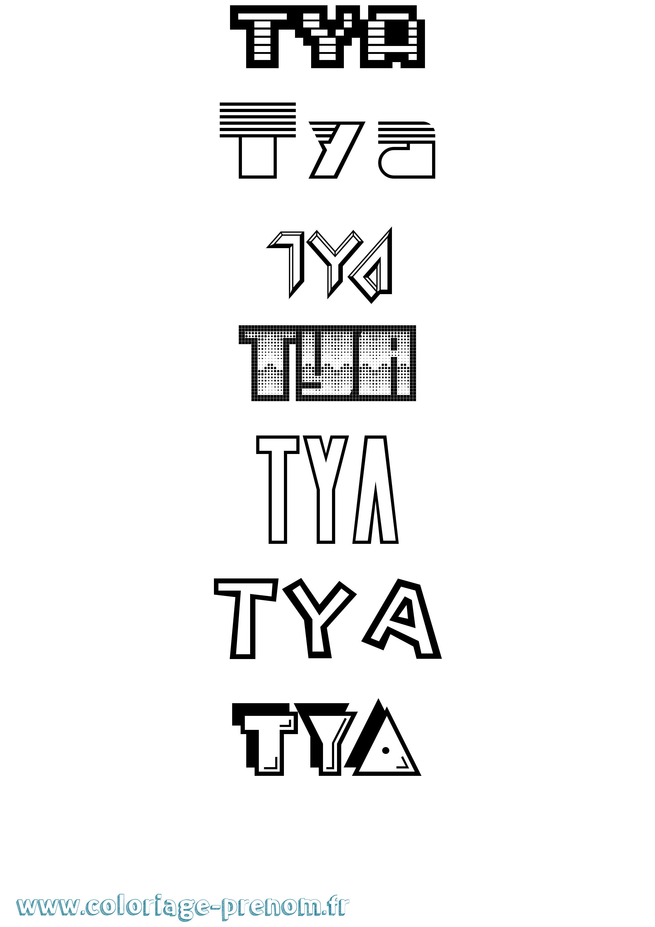 Coloriage Tya Jeux Vidéos Coloriage prénom Tya Jeux Vidéos