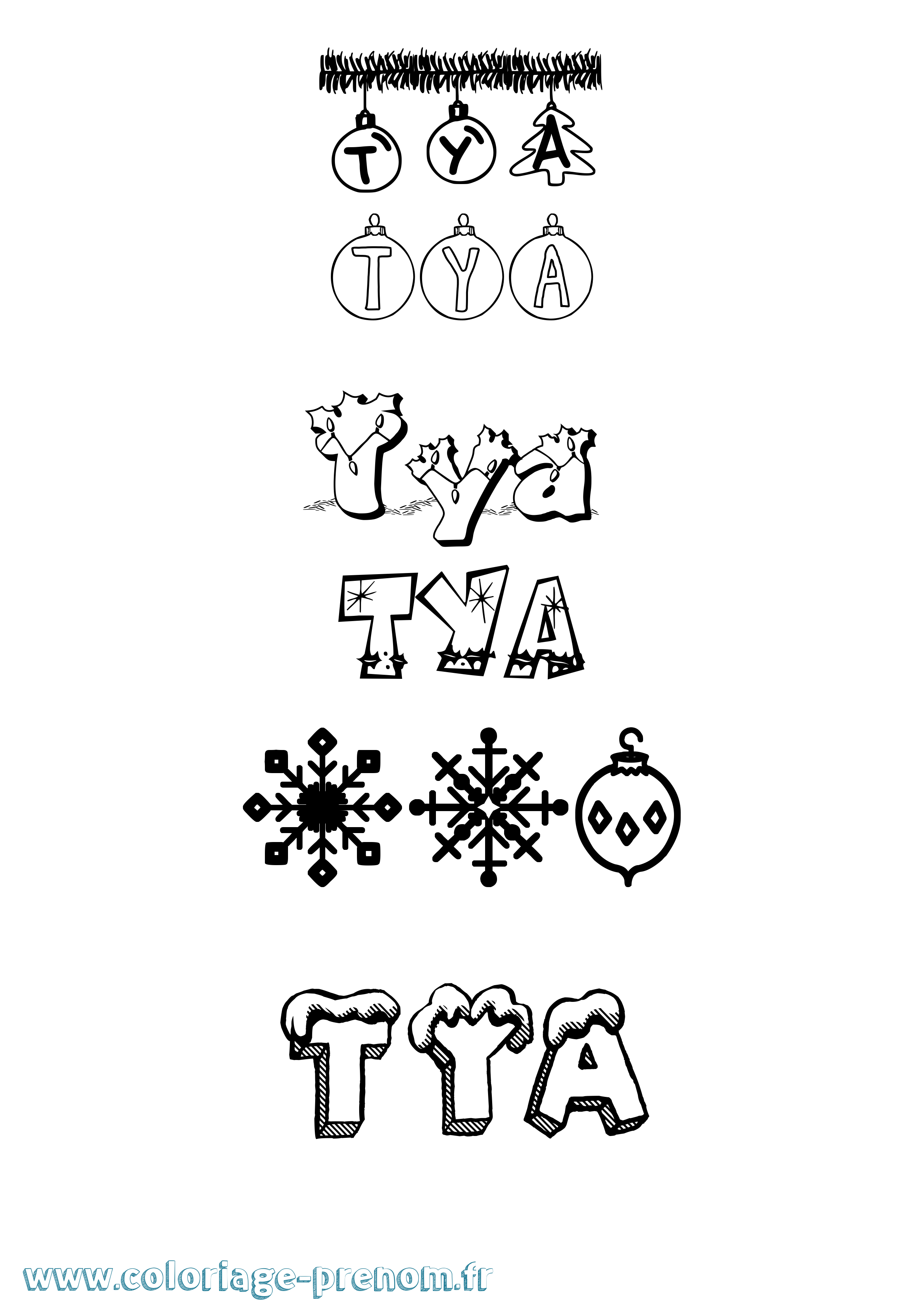 Coloriage Tya Noël Coloriage prénom Tya Noël