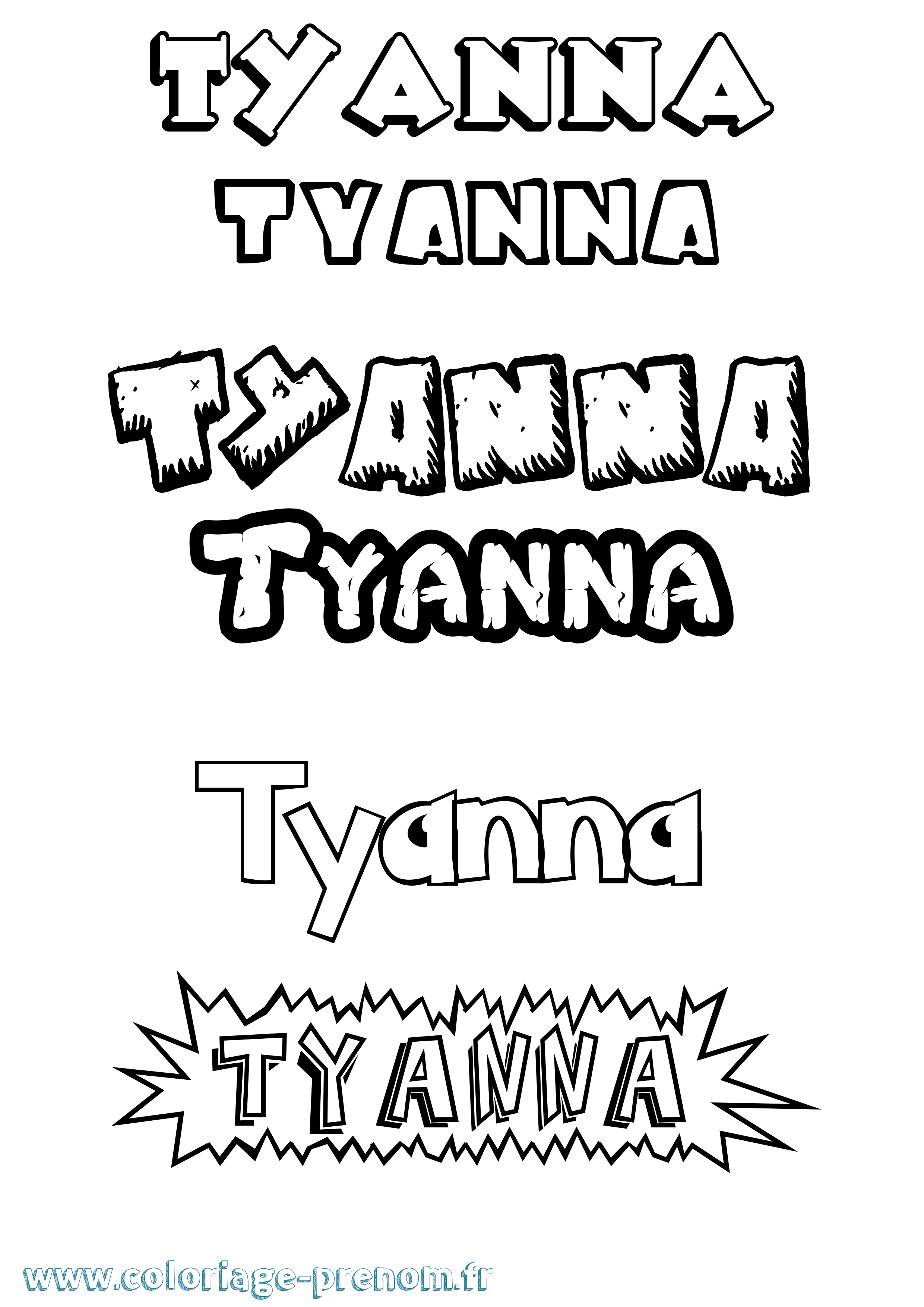 Coloriage Tyanna Dessin Animé Coloriage prénom Tyanna Dessin Animé