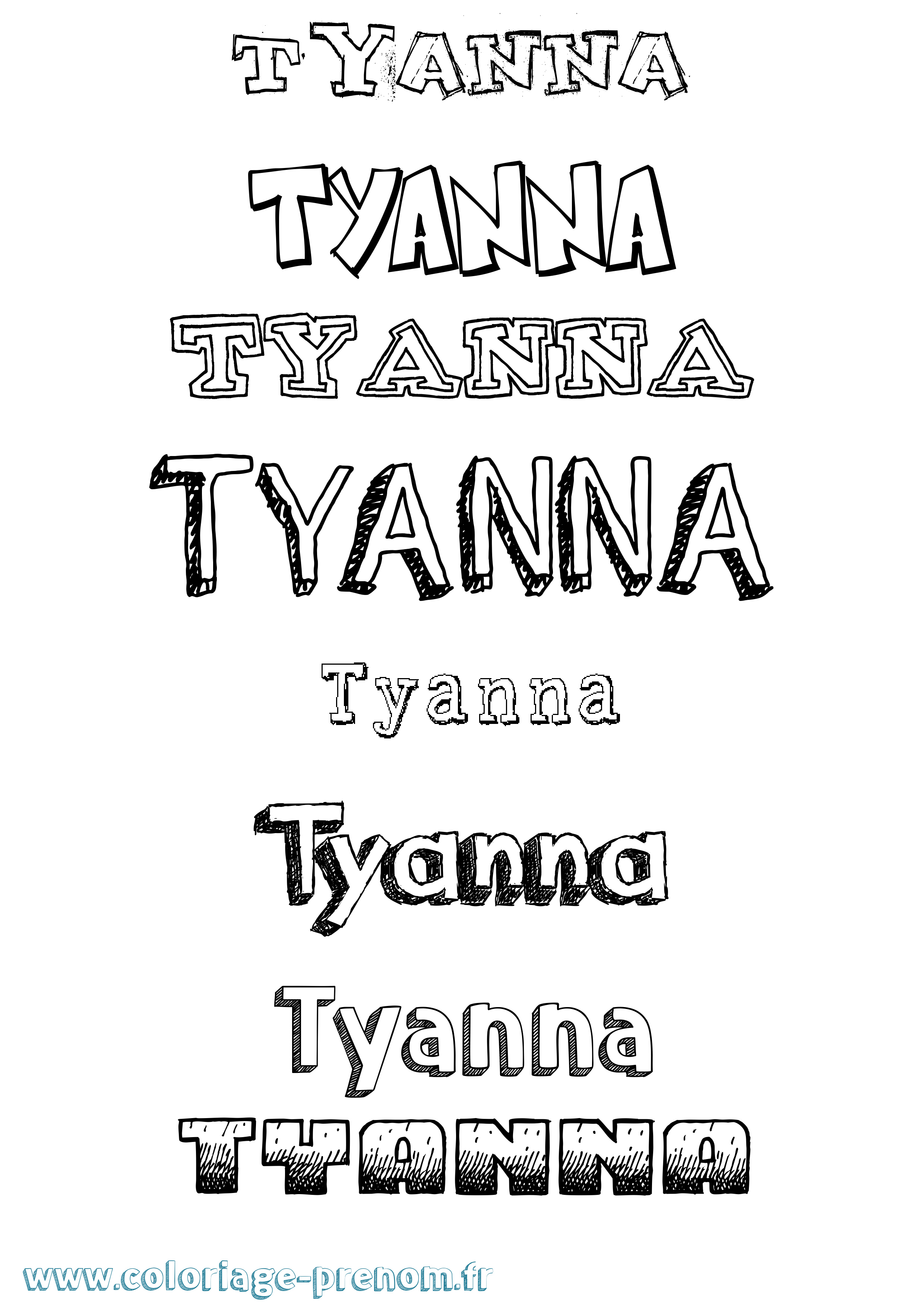 Coloriage Tyanna Dessiné Coloriage prénom Tyanna Dessiné