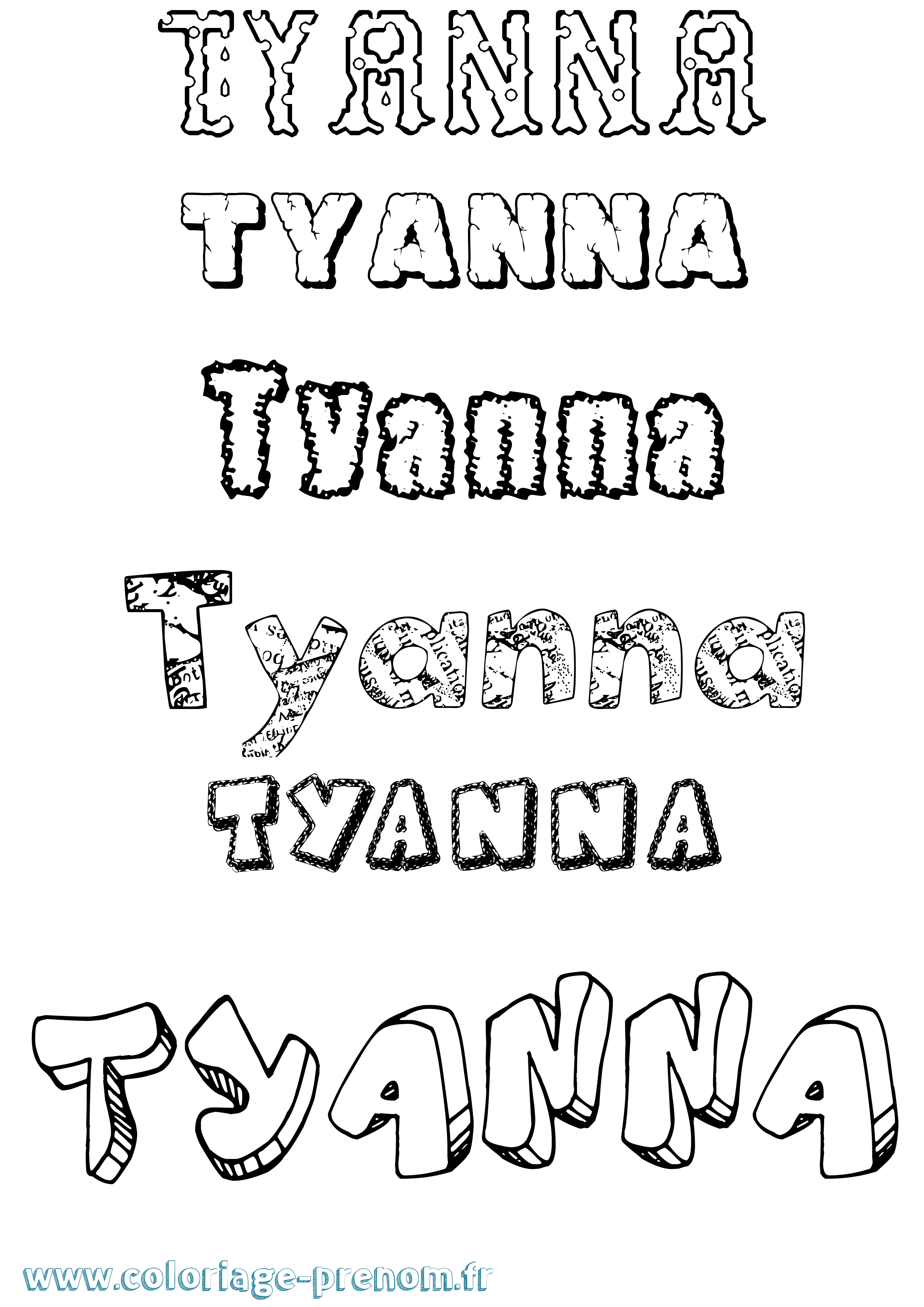 Coloriage Tyanna Destructuré Coloriage prénom Tyanna Destructuré