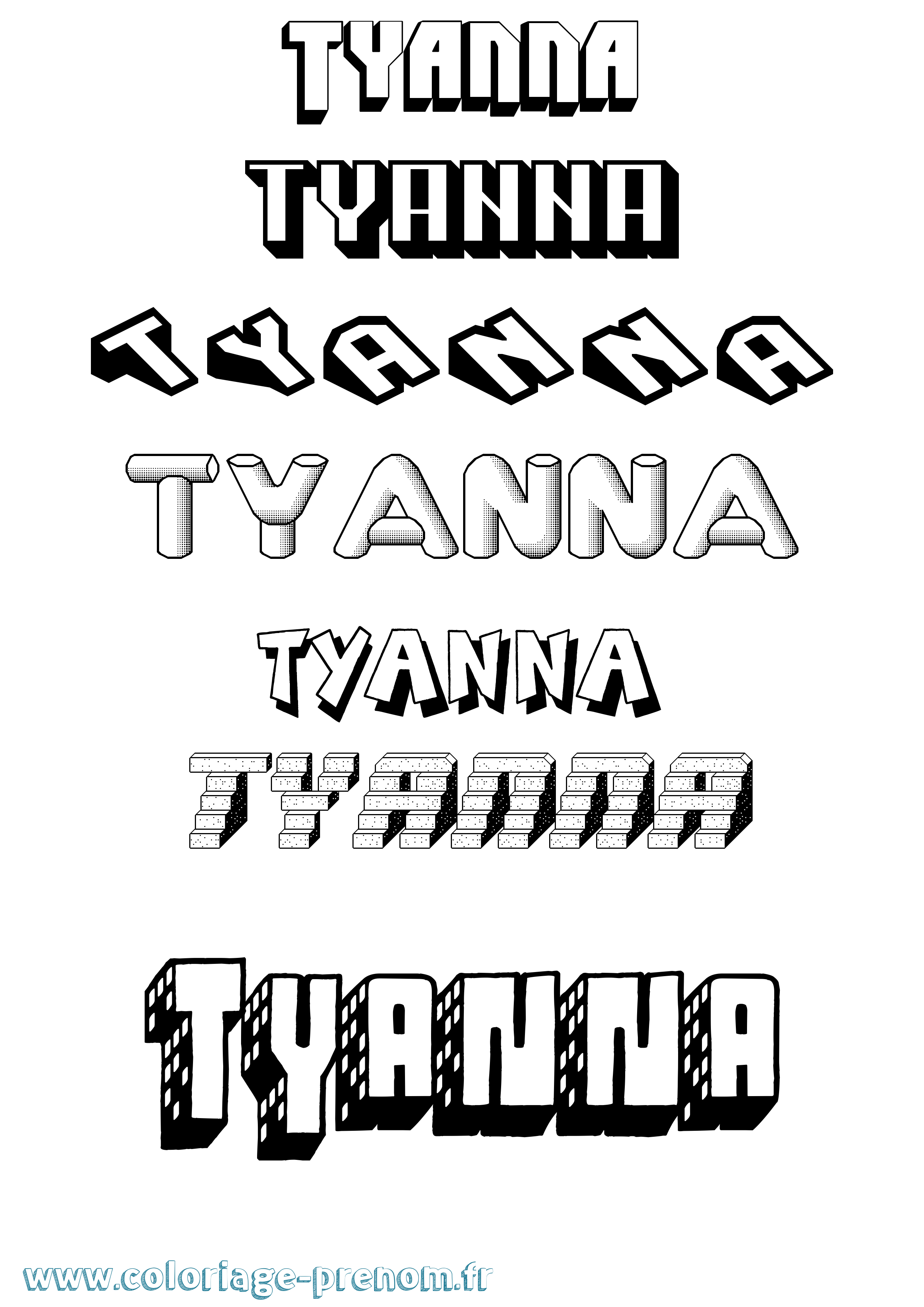 Coloriage Tyanna Effet 3D Coloriage prénom Tyanna Effet 3D