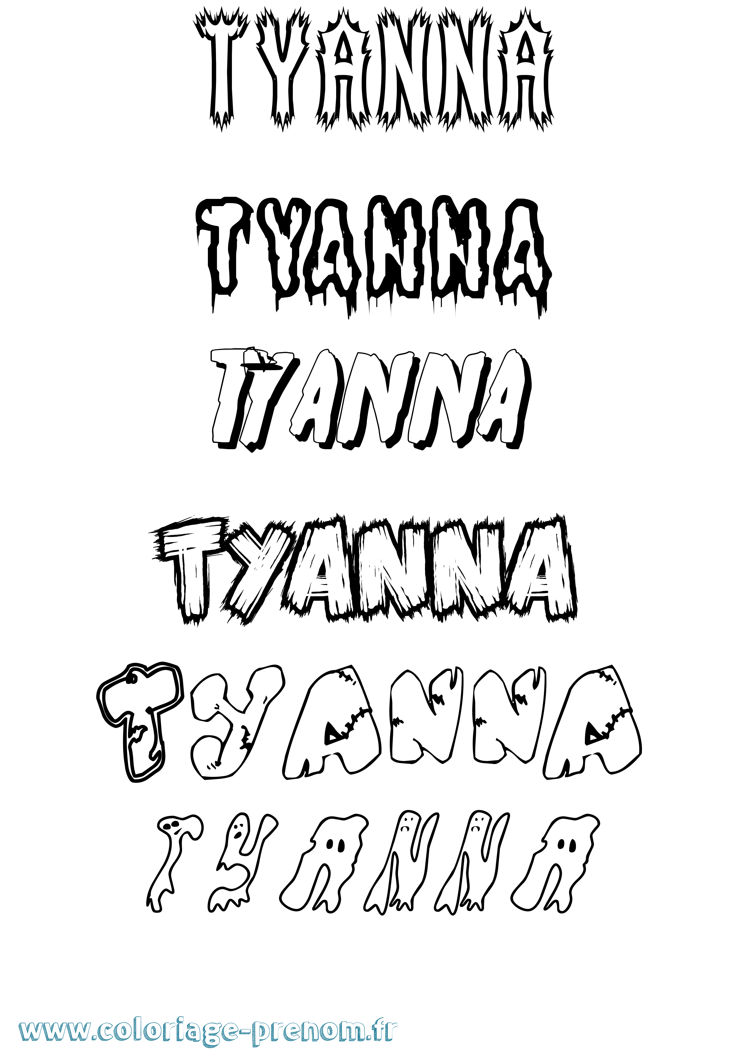 Coloriage Tyanna Frisson Coloriage prénom Tyanna Frisson