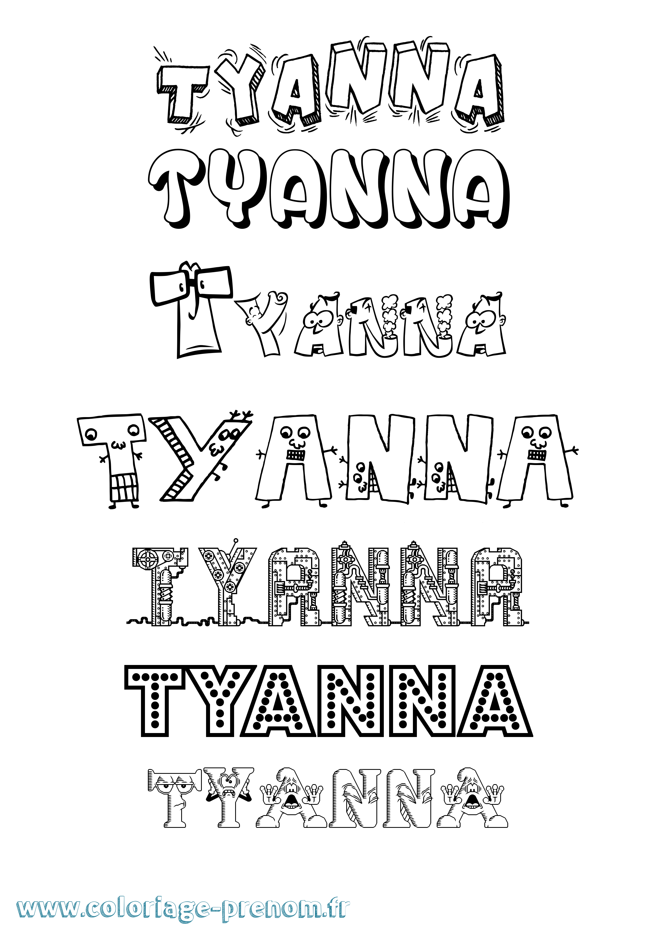 Coloriage Tyanna Fun Coloriage prénom Tyanna Fun