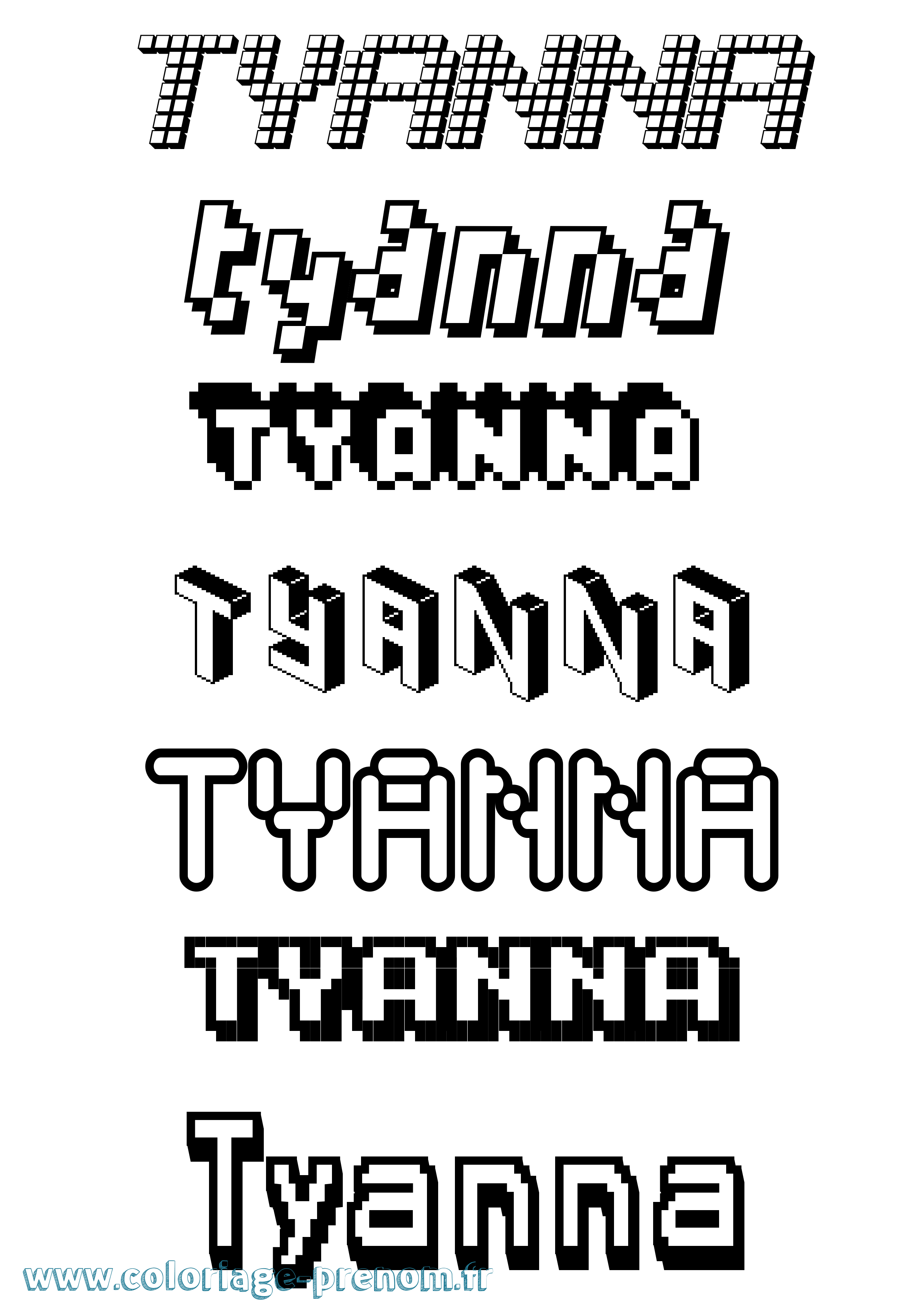 Coloriage Tyanna Pixel Coloriage prénom Tyanna Pixel