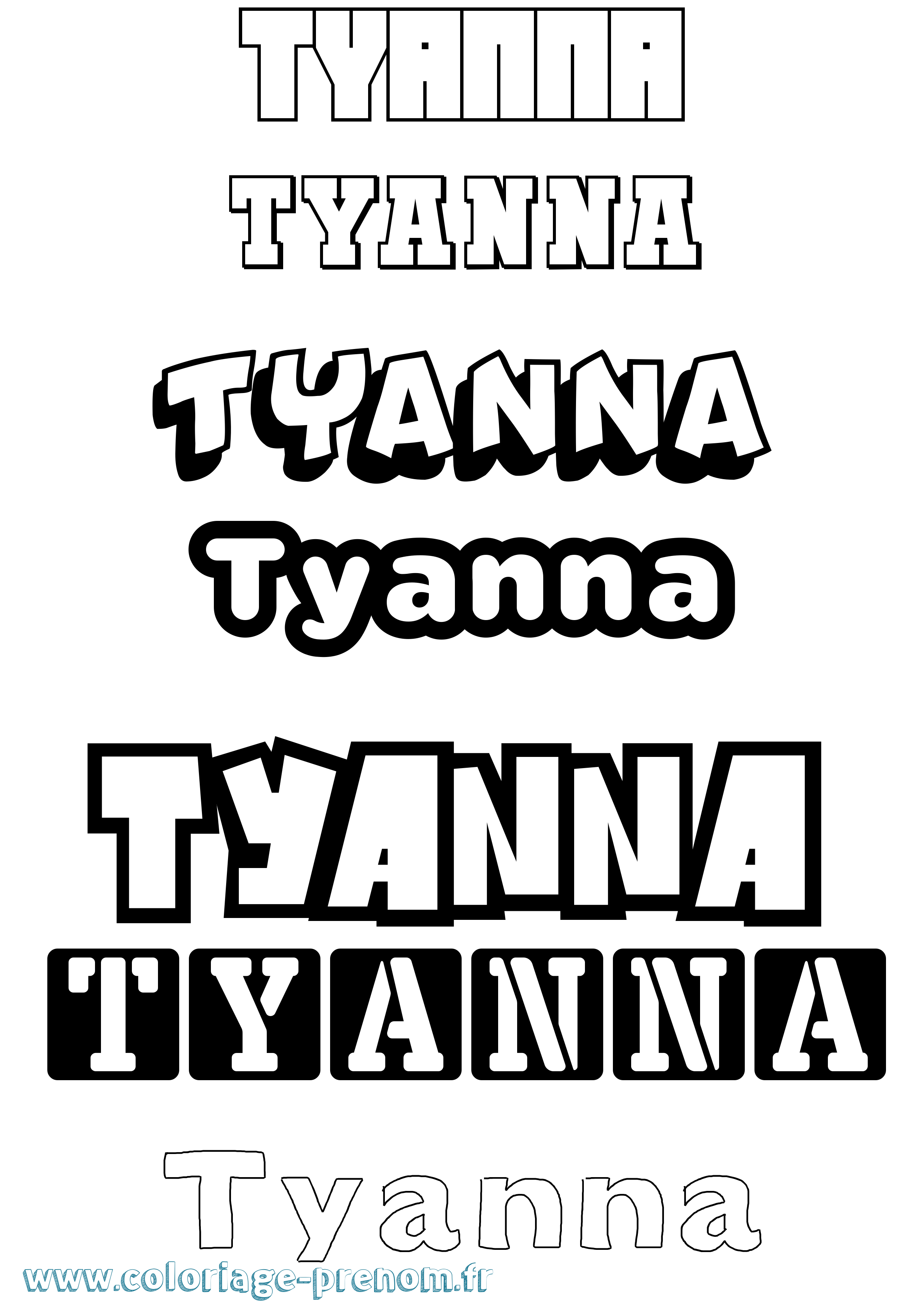 Coloriage Tyanna Simple Coloriage prénom Tyanna Simple