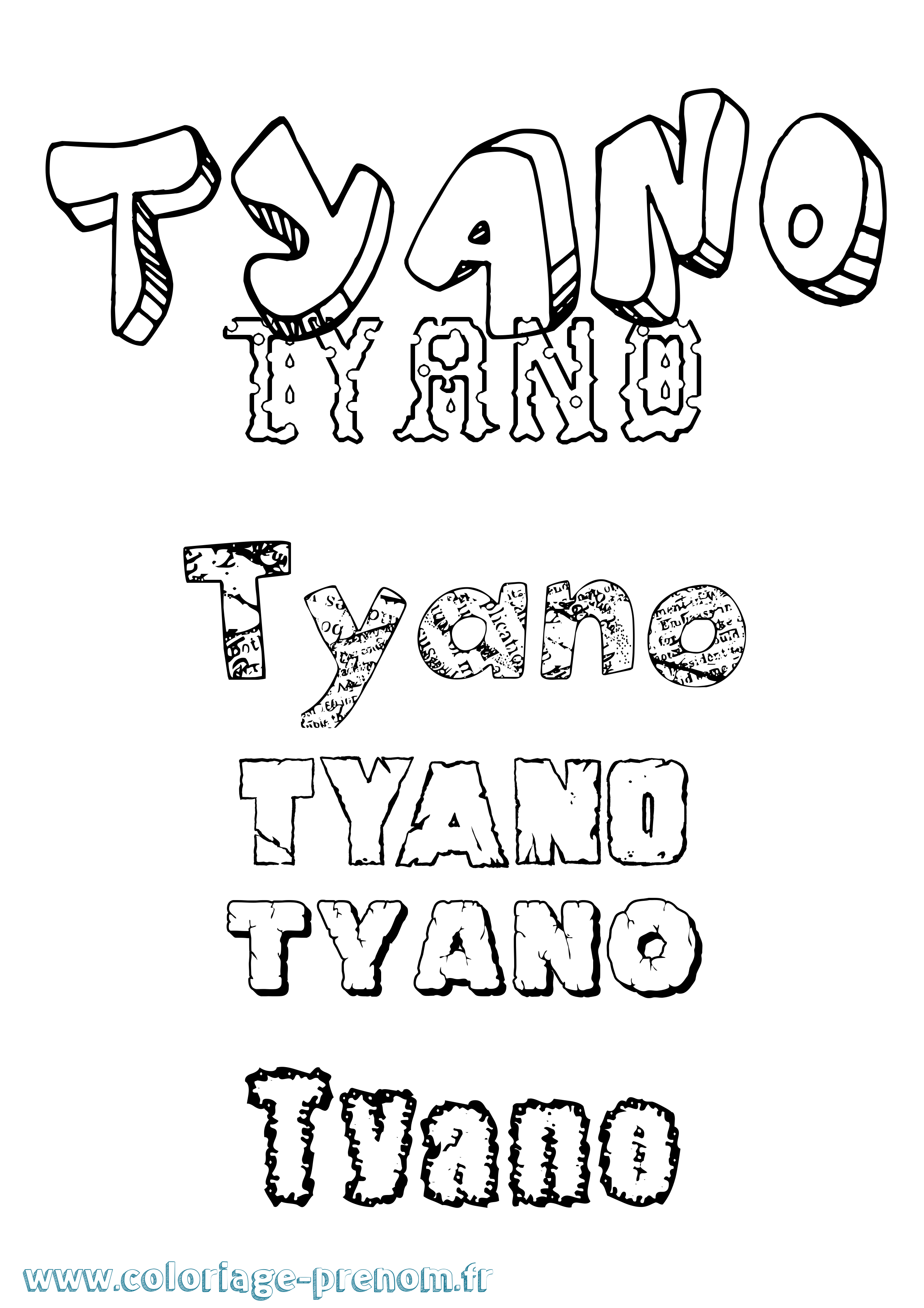 Coloriage Tyano Destructuré Coloriage prénom Tyano Destructuré