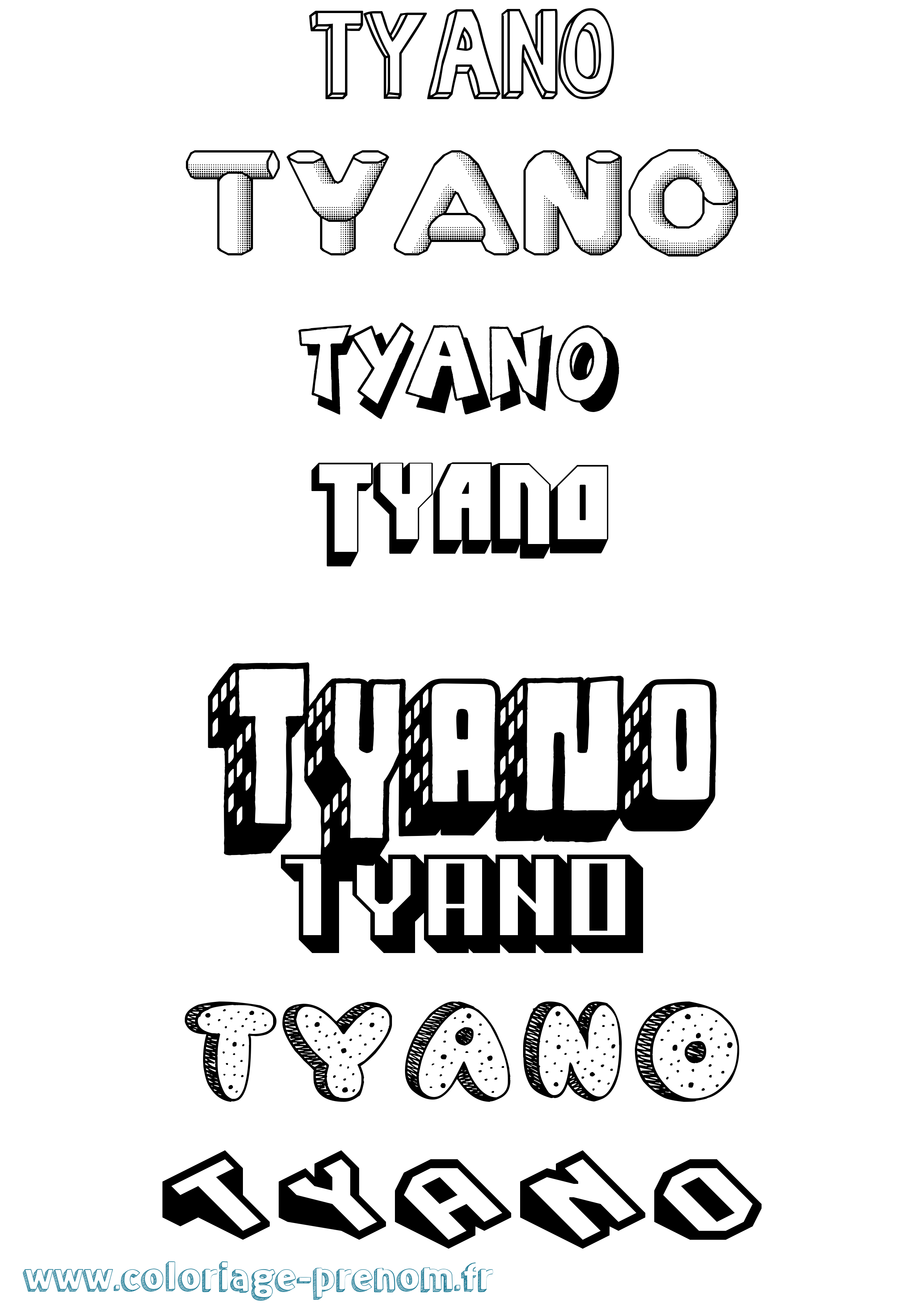Coloriage Tyano Effet 3D Coloriage prénom Tyano Effet 3D