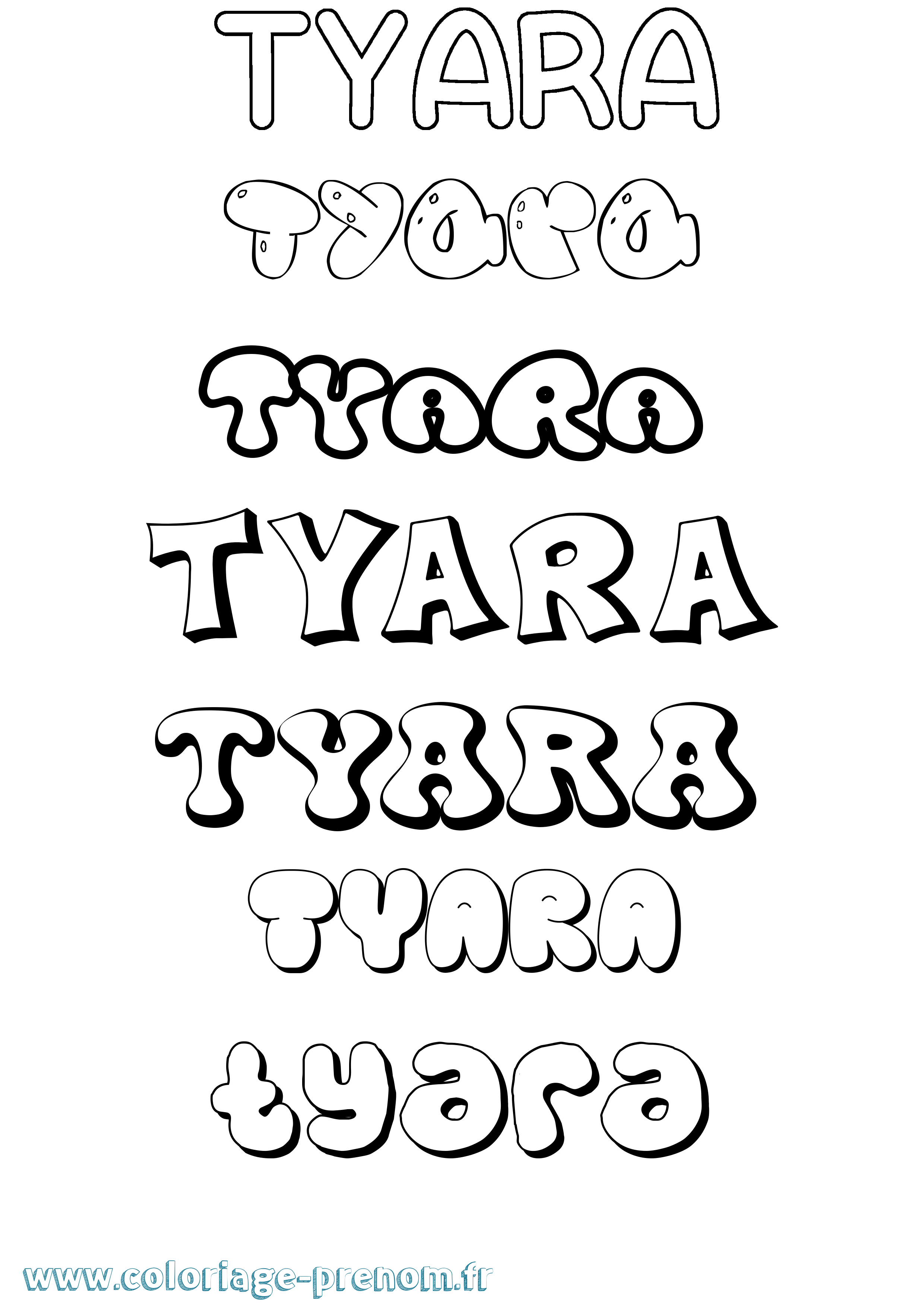Coloriage Tyara Bubble Coloriage prénom Tyara Bubble