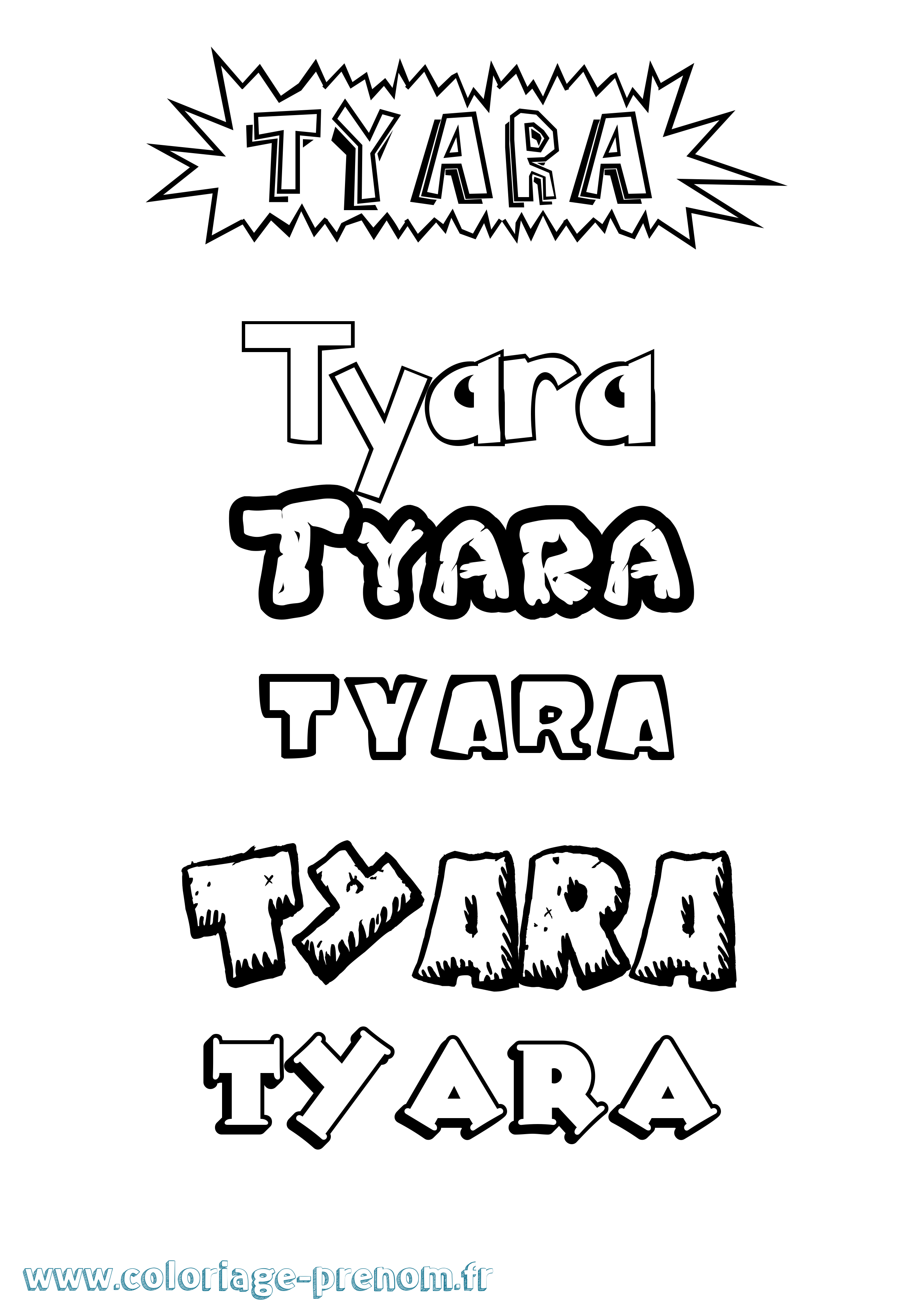 Coloriage Tyara Dessin Animé Coloriage prénom Tyara Dessin Animé