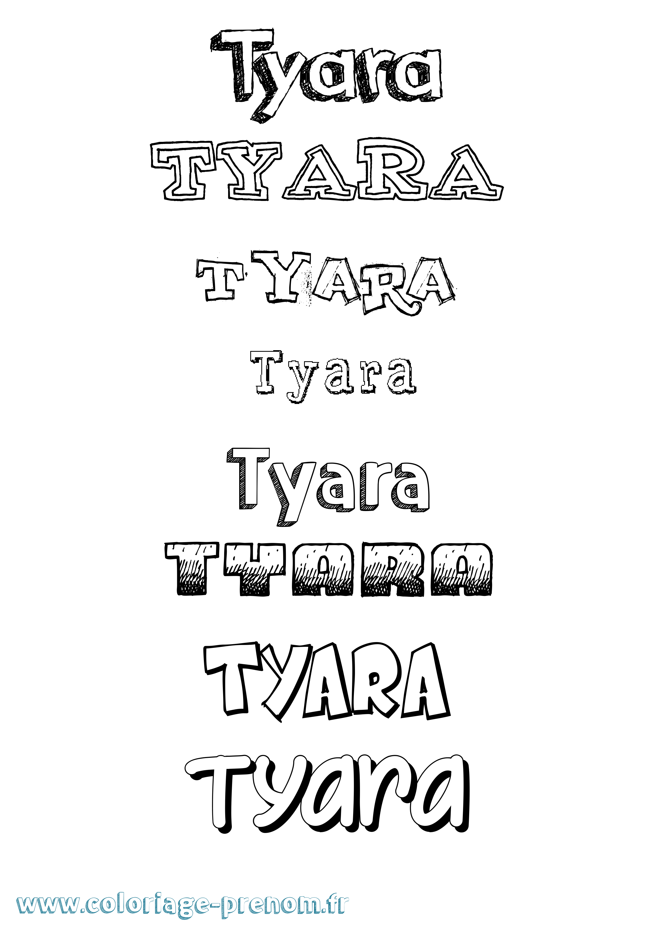 Coloriage Tyara Dessiné Coloriage prénom Tyara Dessiné