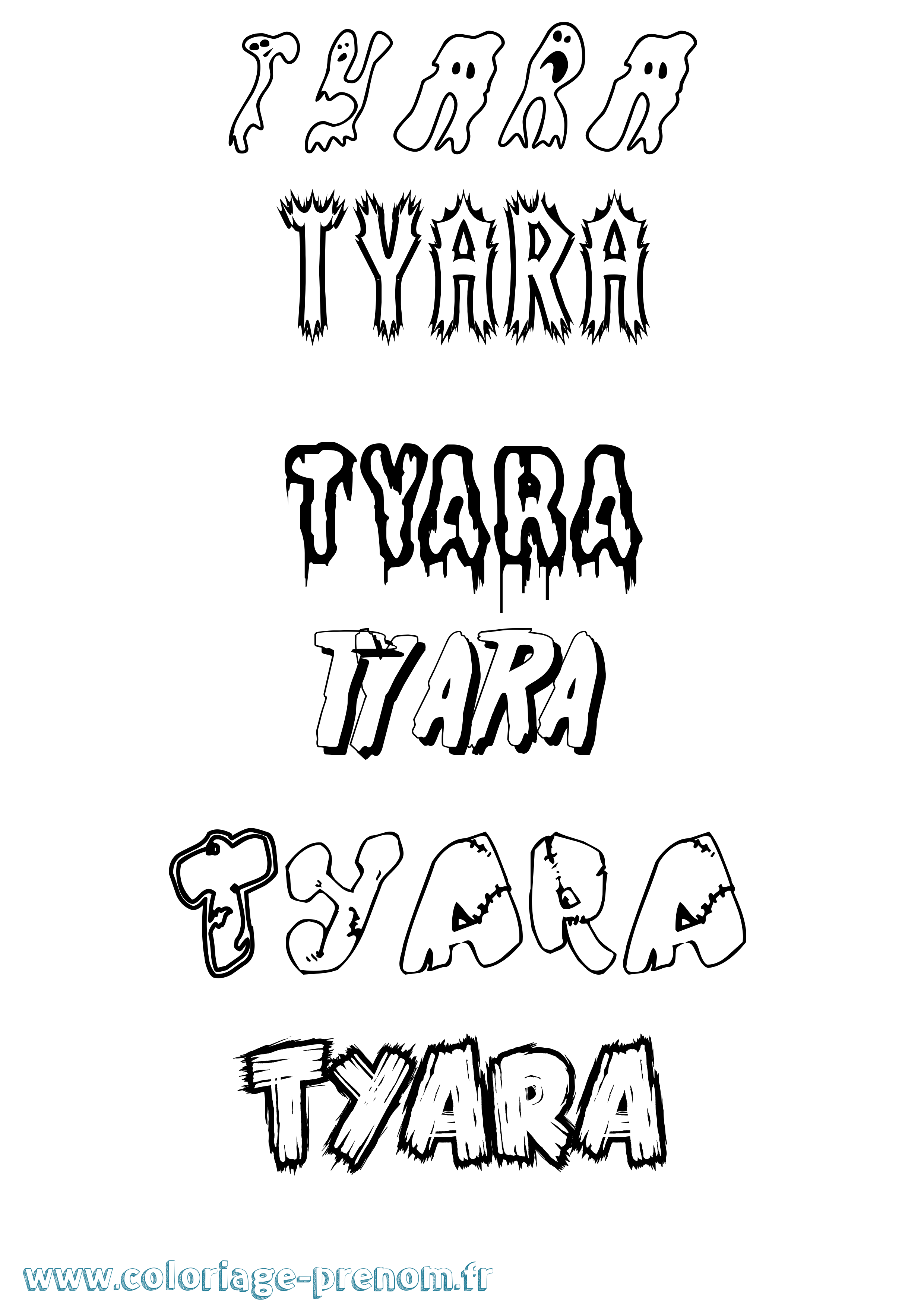 Coloriage Tyara Frisson Coloriage prénom Tyara Frisson