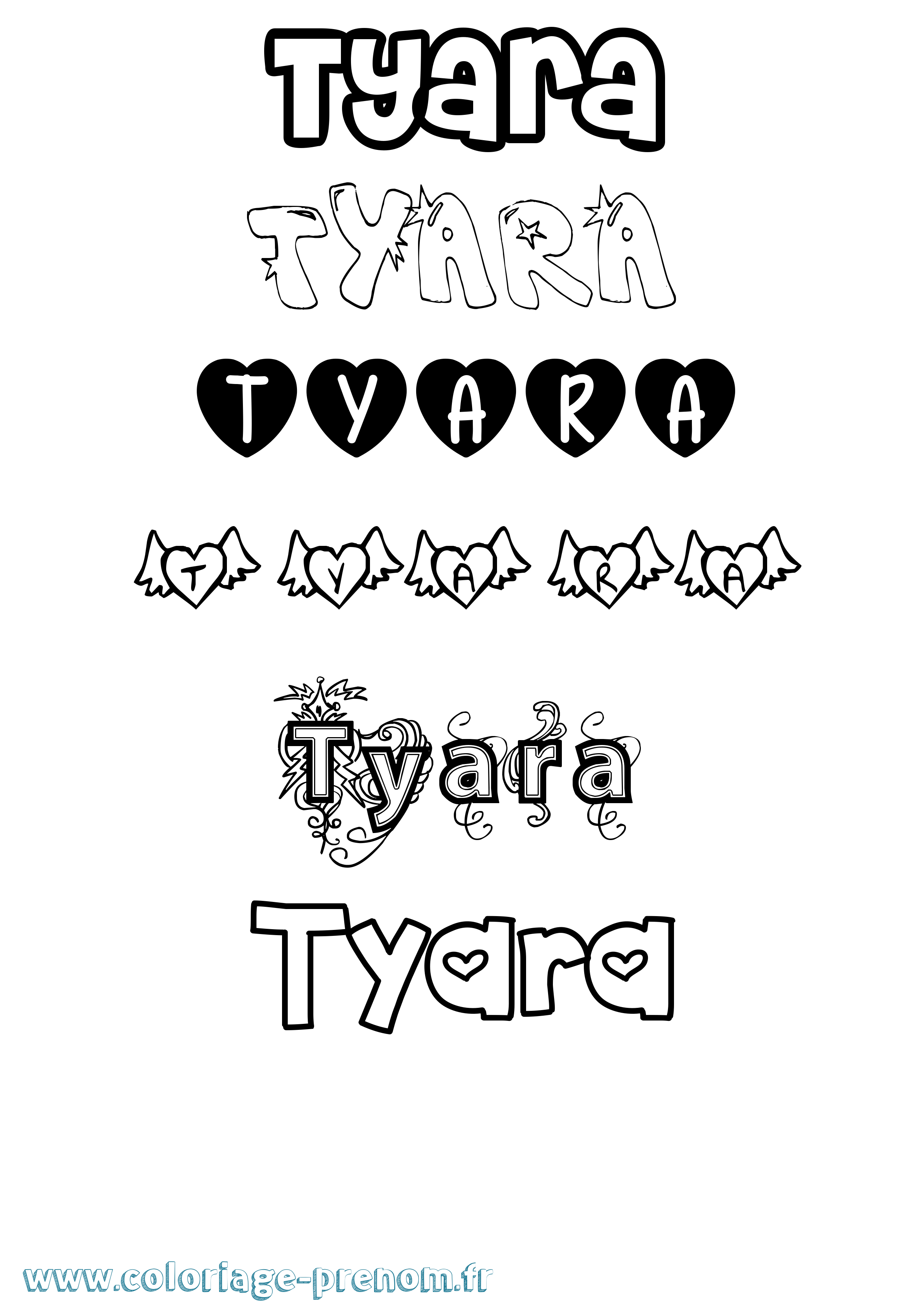 Coloriage Tyara Girly Coloriage prénom Tyara Girly