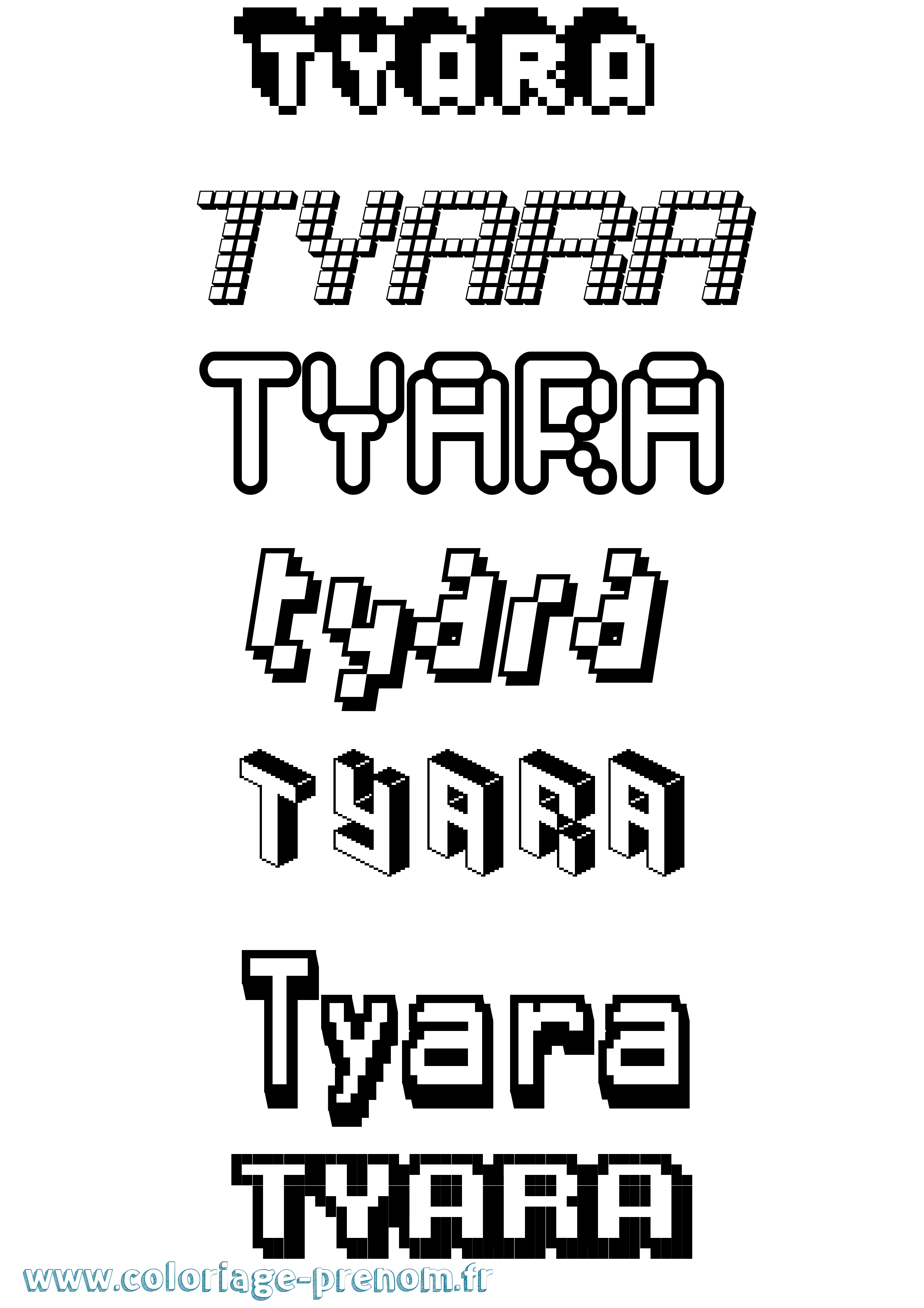 Coloriage Tyara Pixel Coloriage prénom Tyara Pixel