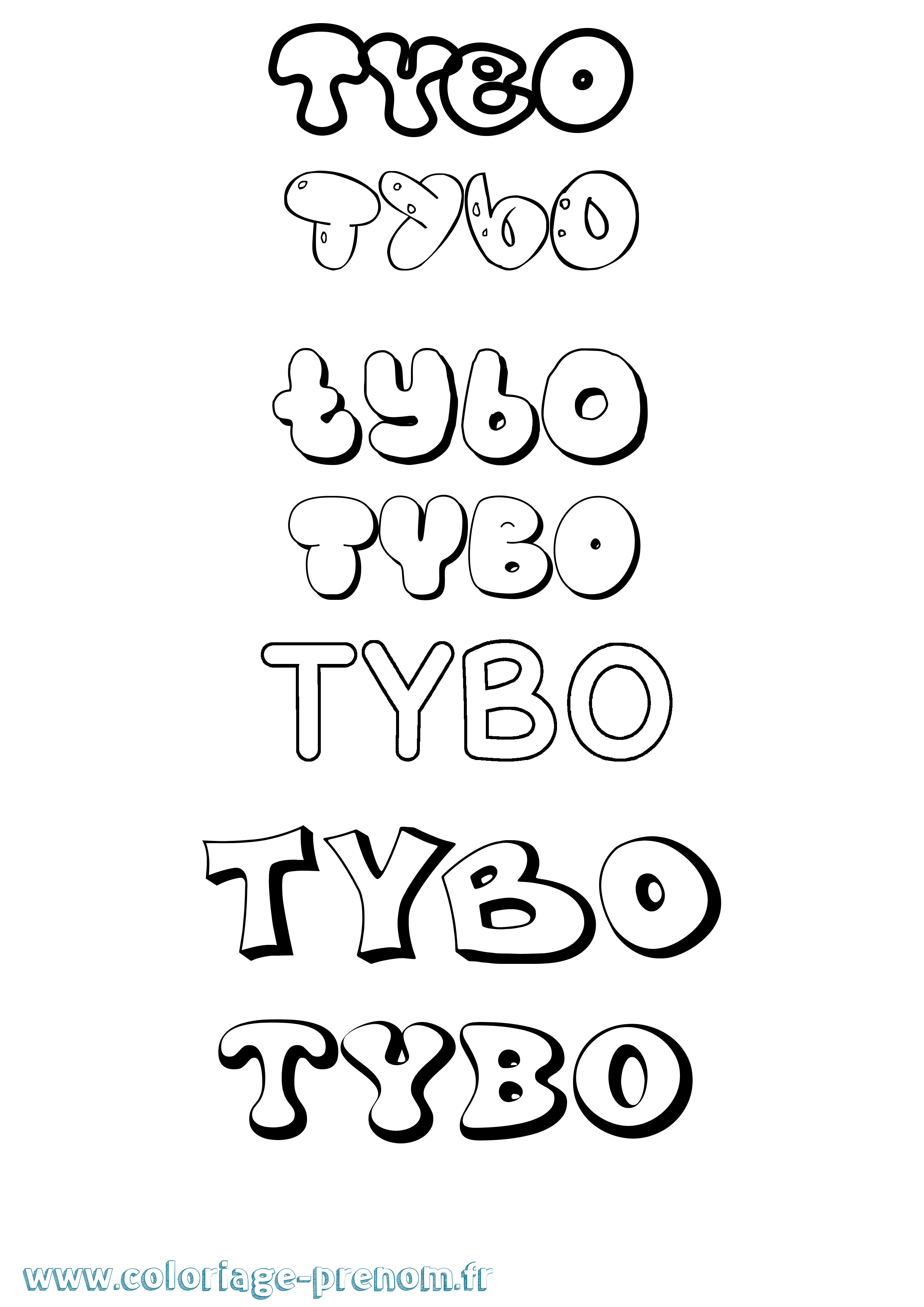 Coloriage Tybo Bubble Coloriage prénom Tybo Bubble