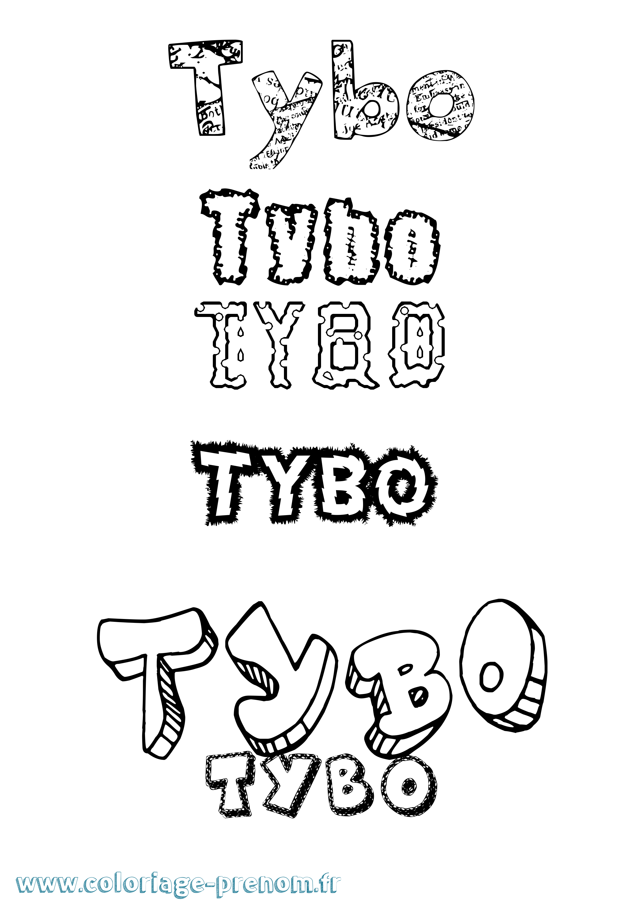 Coloriage Tybo Destructuré Coloriage prénom Tybo Destructuré